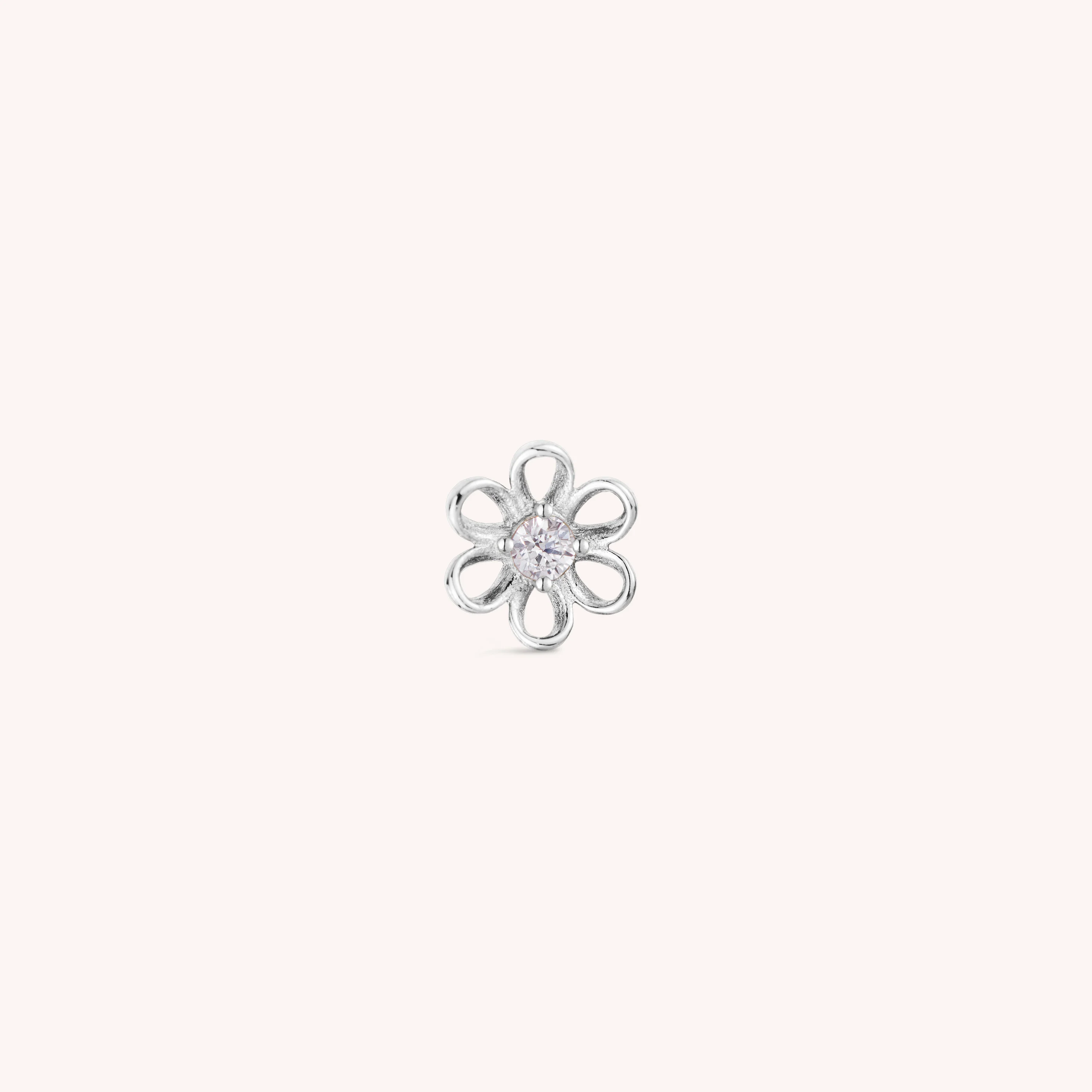 14K Solid Gold Jasmine Flower Flatback Earring
