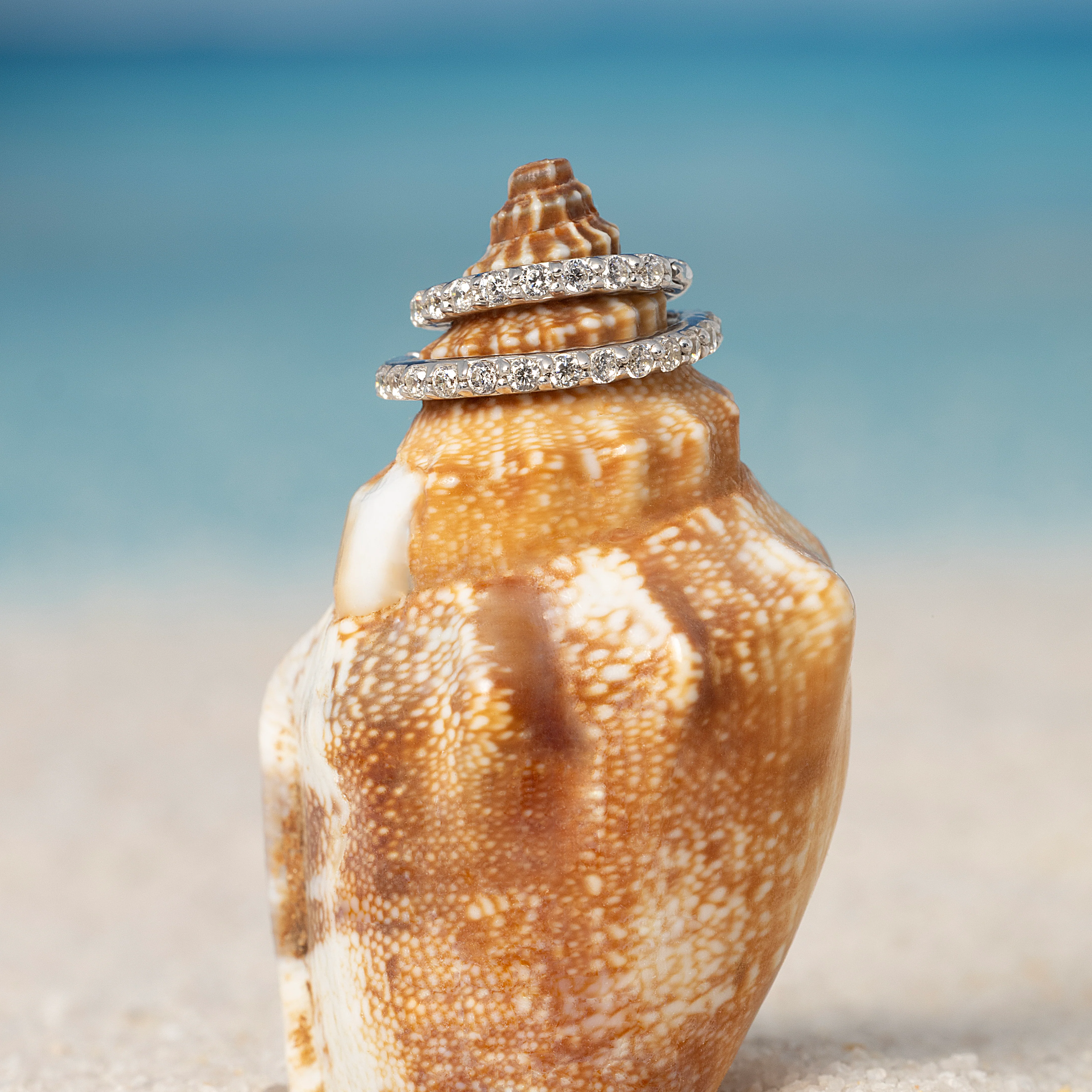 14K Solid Gold Mini Eternity Hoop Earring 6mm