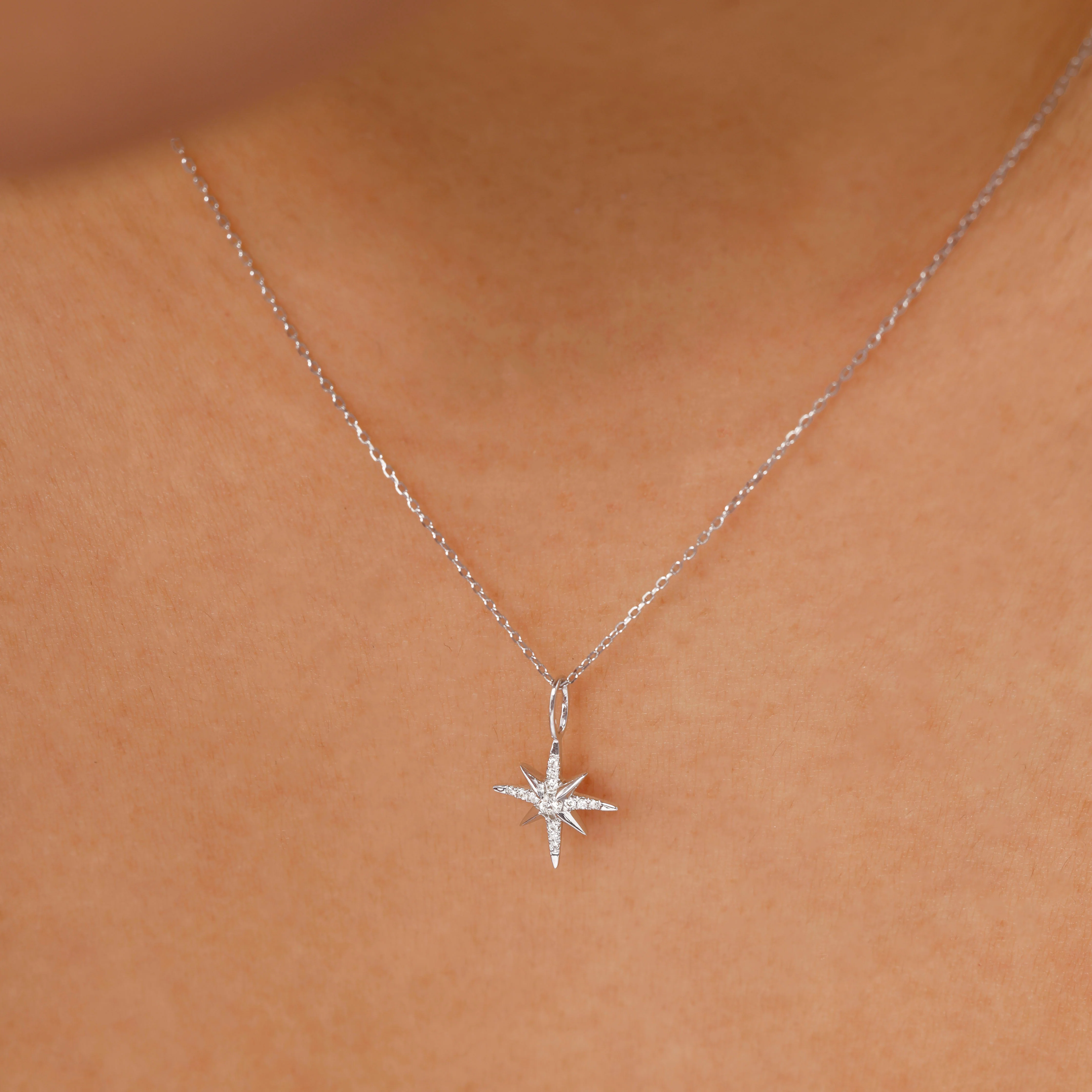 14K Solid Gold Pave Interstellar Diamond Necklace