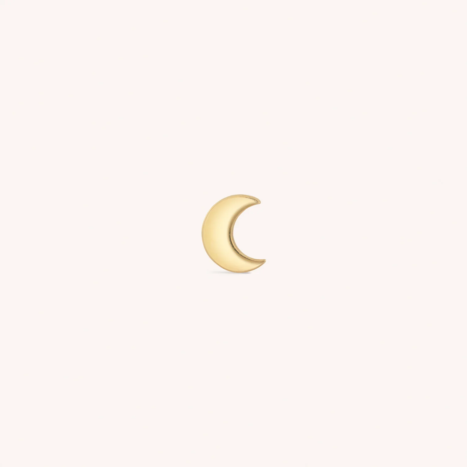 14K Solid Gold Little Moon Flatback Earring