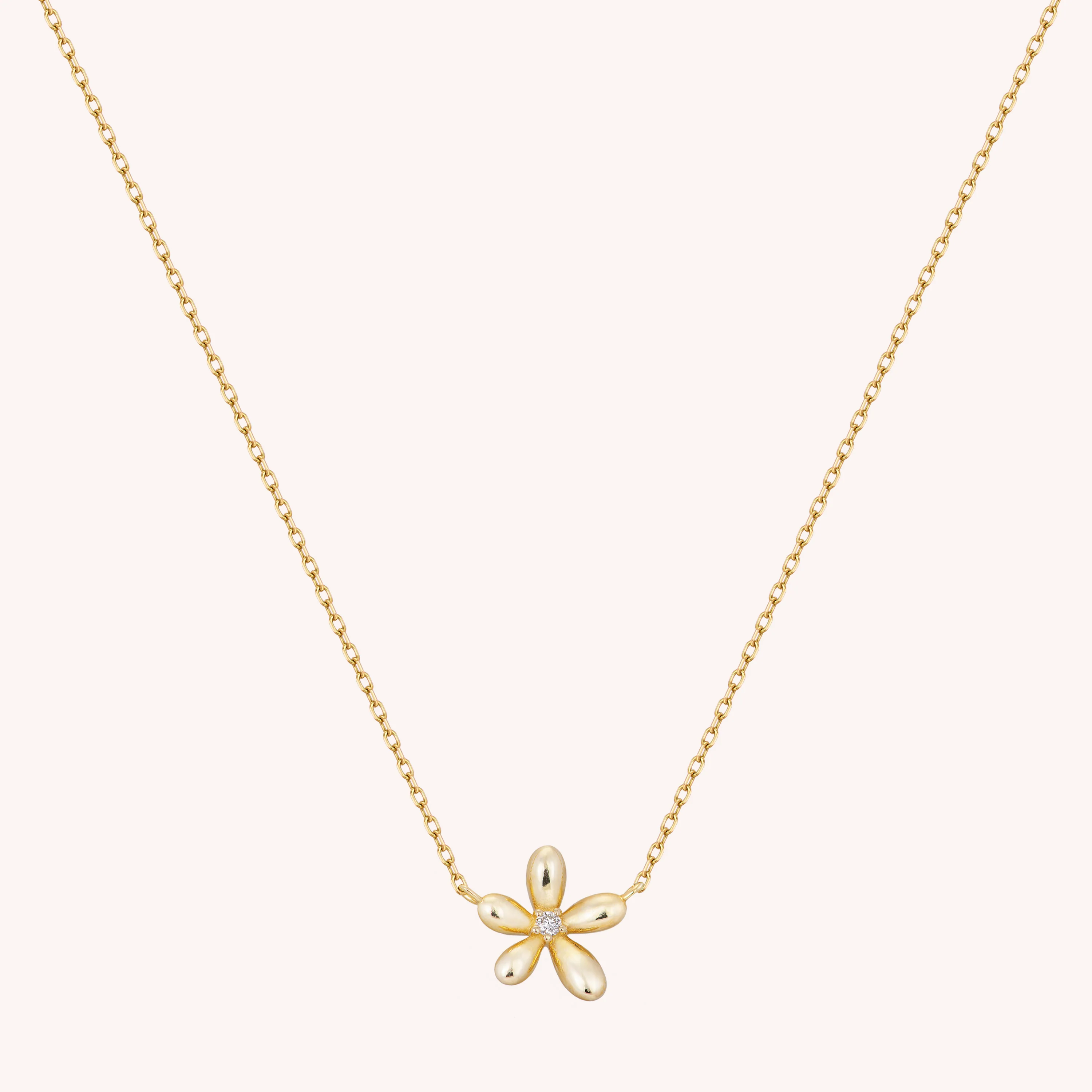 14K Solid Gold Floraison Diamond Necklace