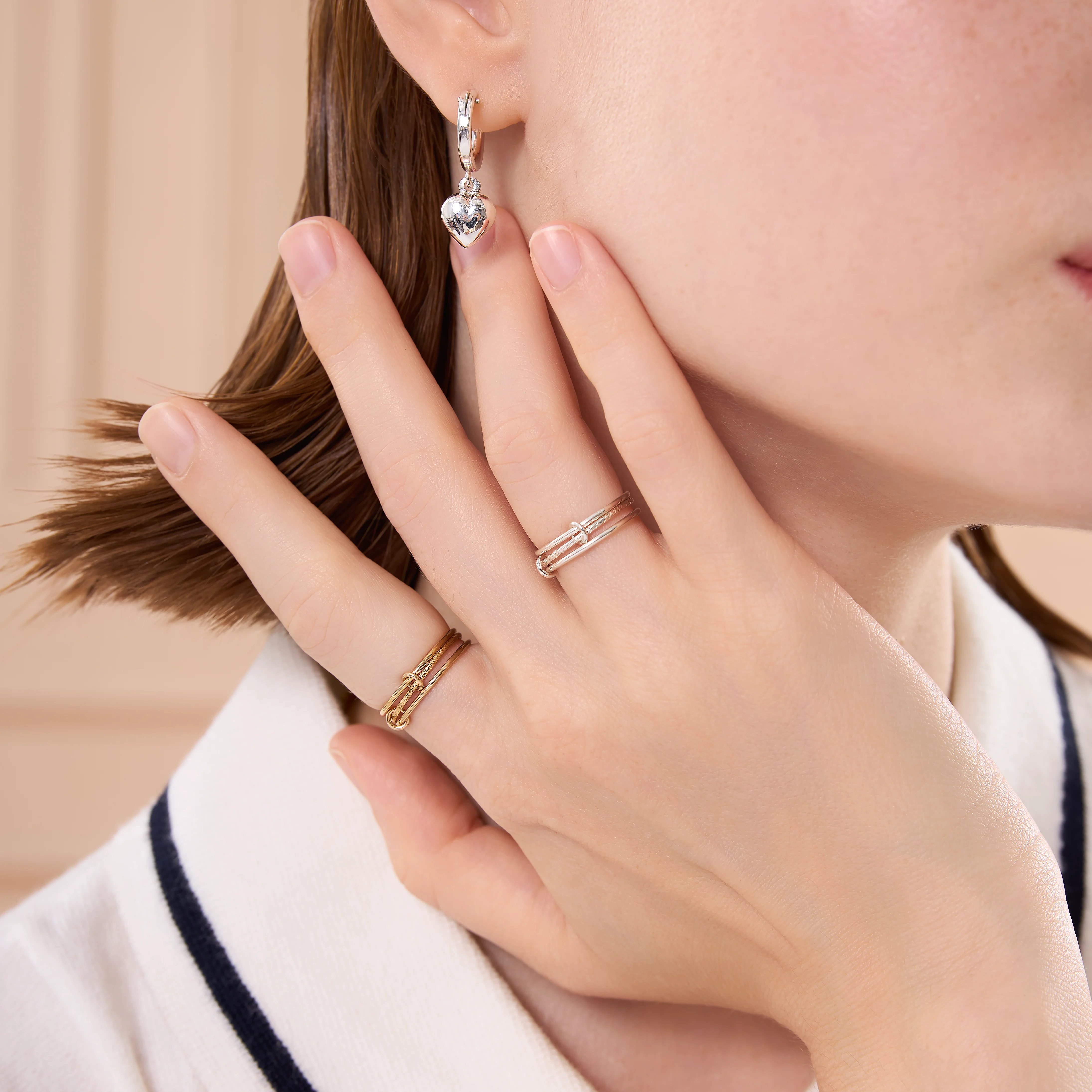 Textured Minimal Linked Stacker Ring