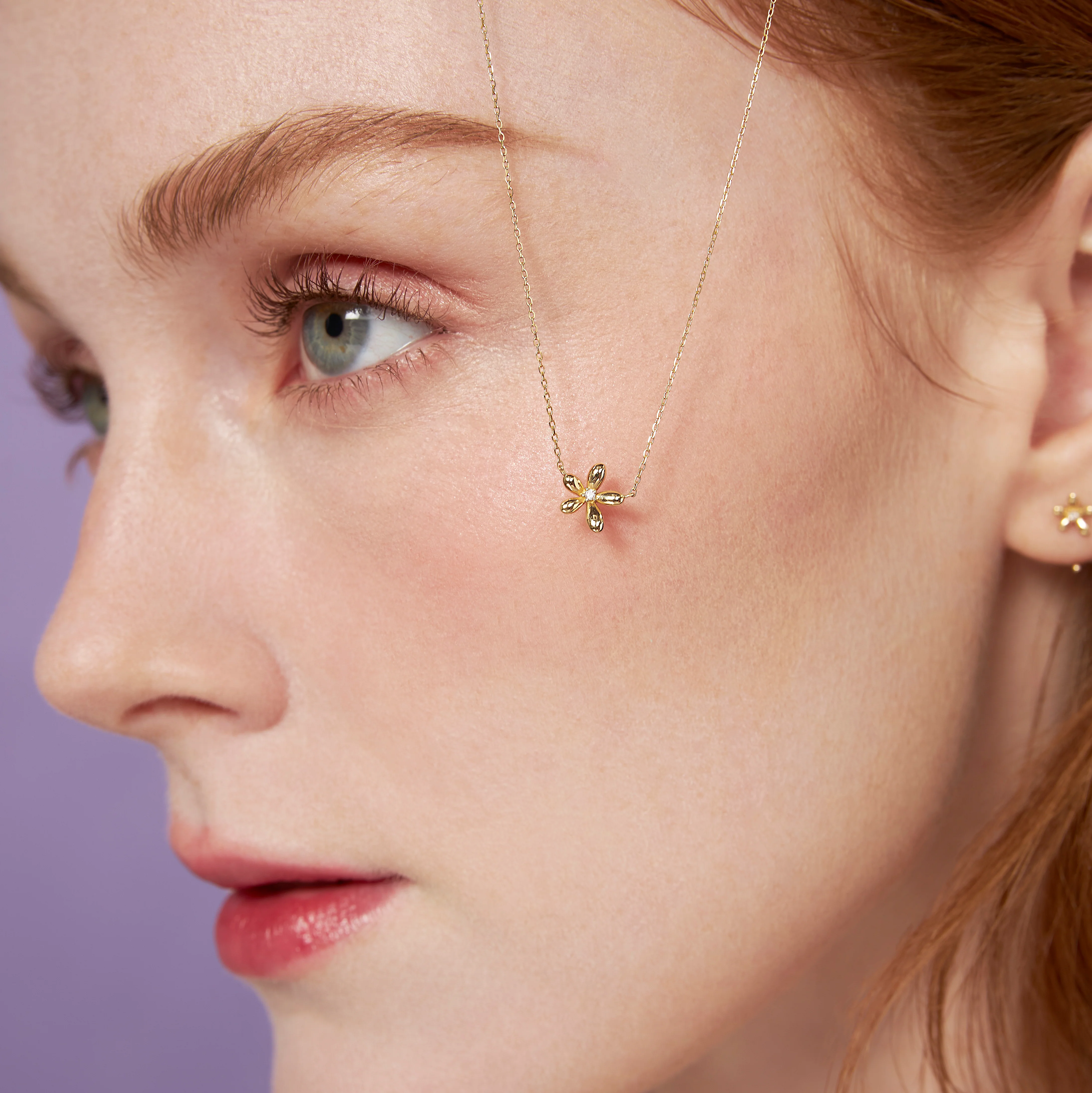 14K Solid Gold Floraison Diamond Necklace