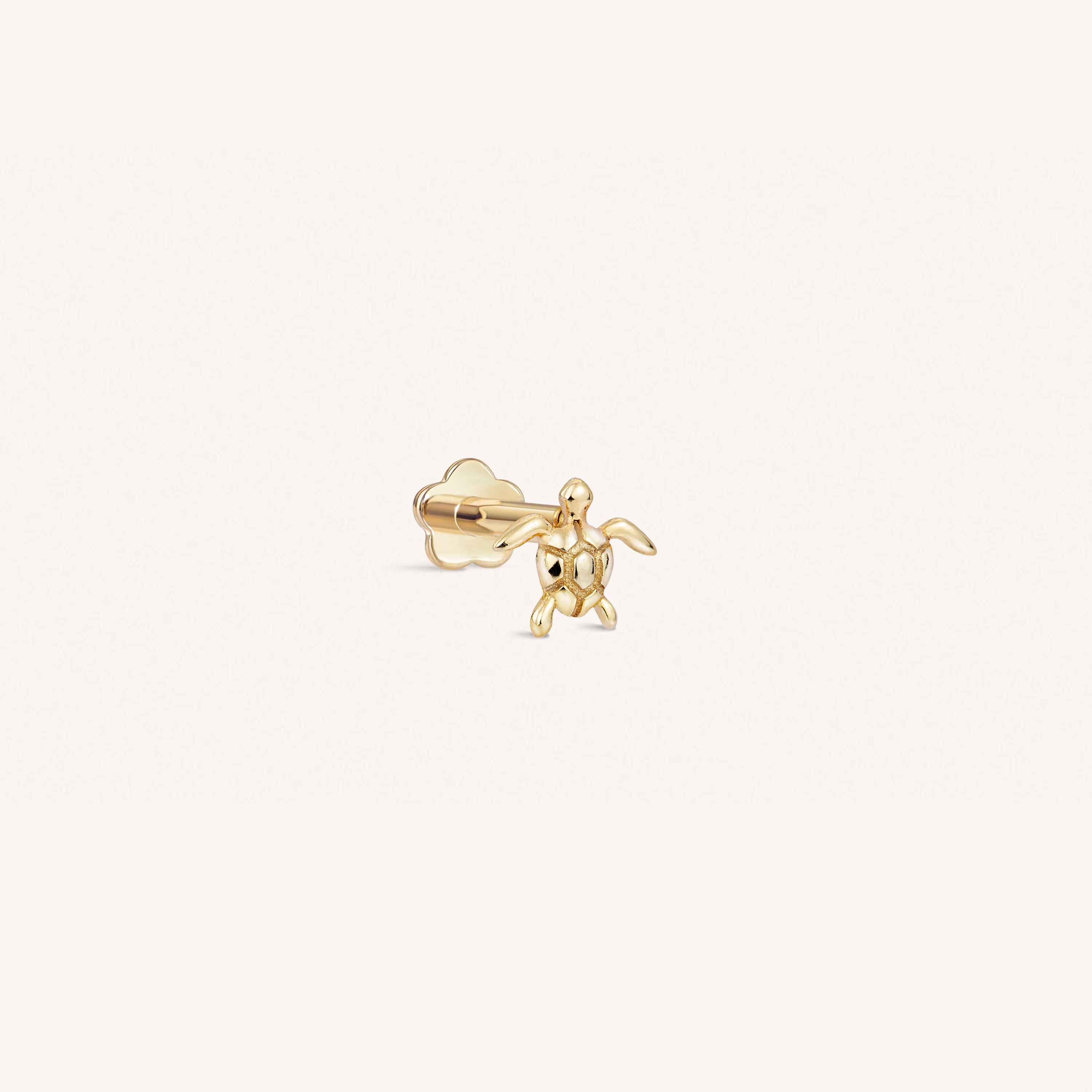 14K Solid Gold Sea Turtle Flatback Earring
