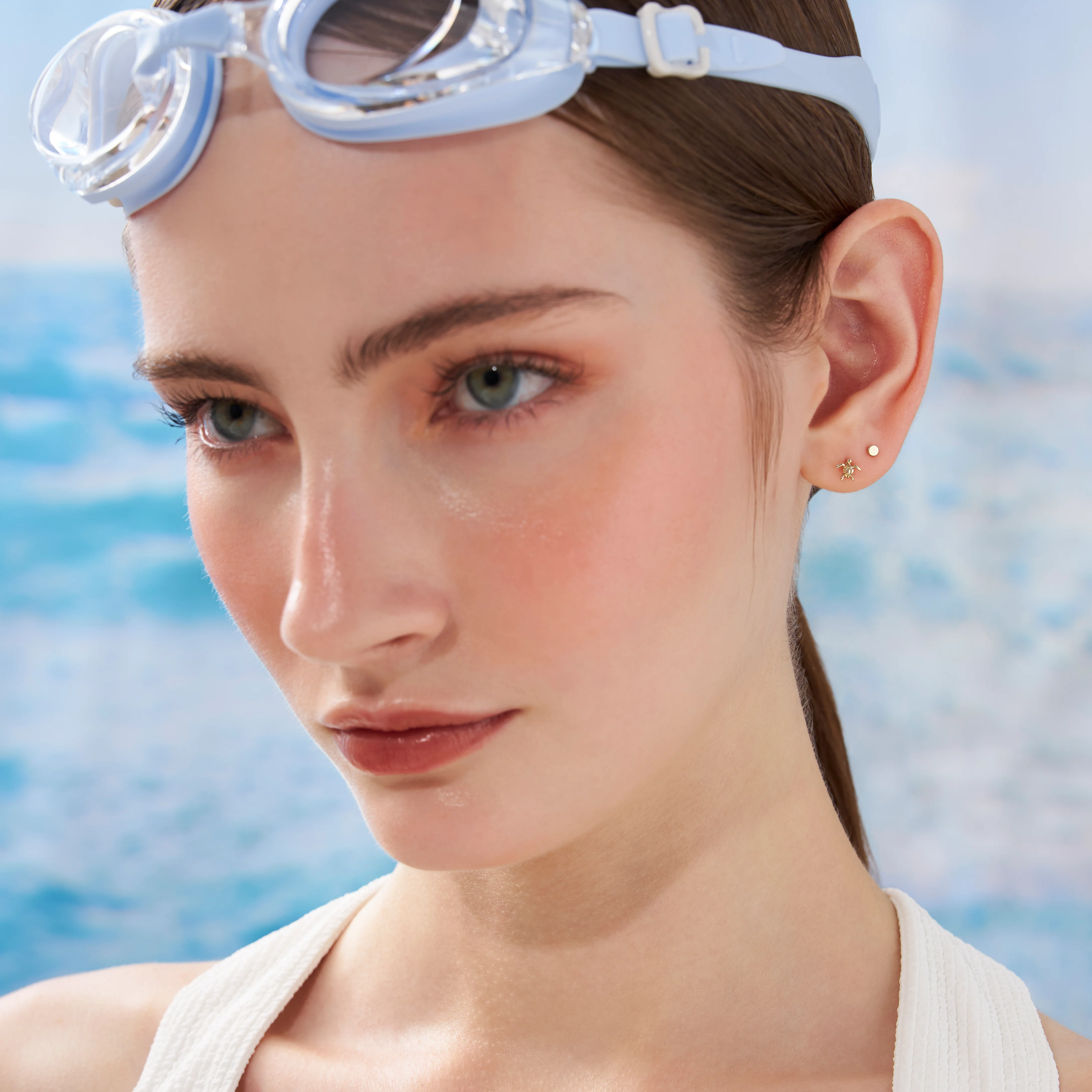 14K Solid Gold Mini Button Flatback Earring