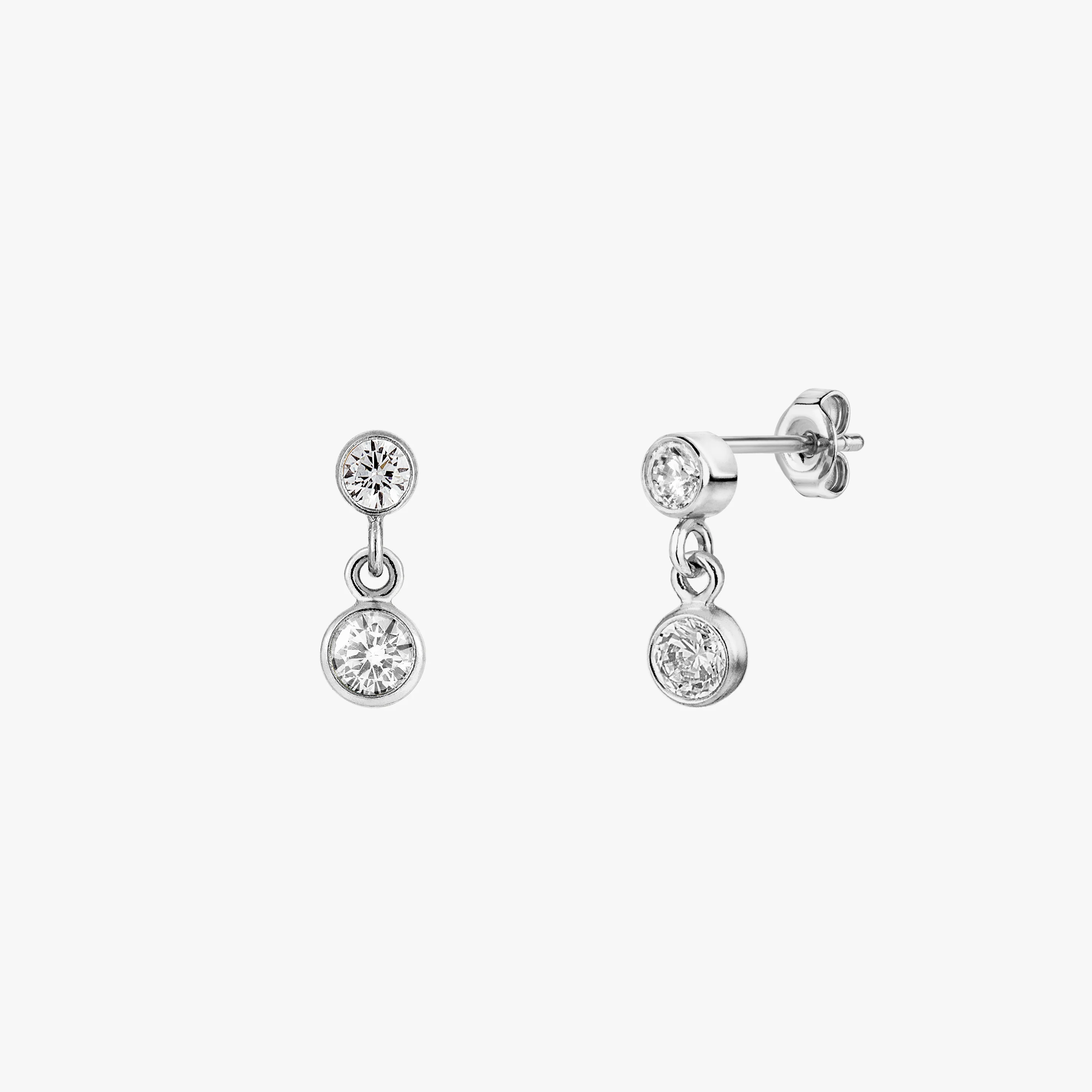Sparkly Double Bezel Stud Earrings