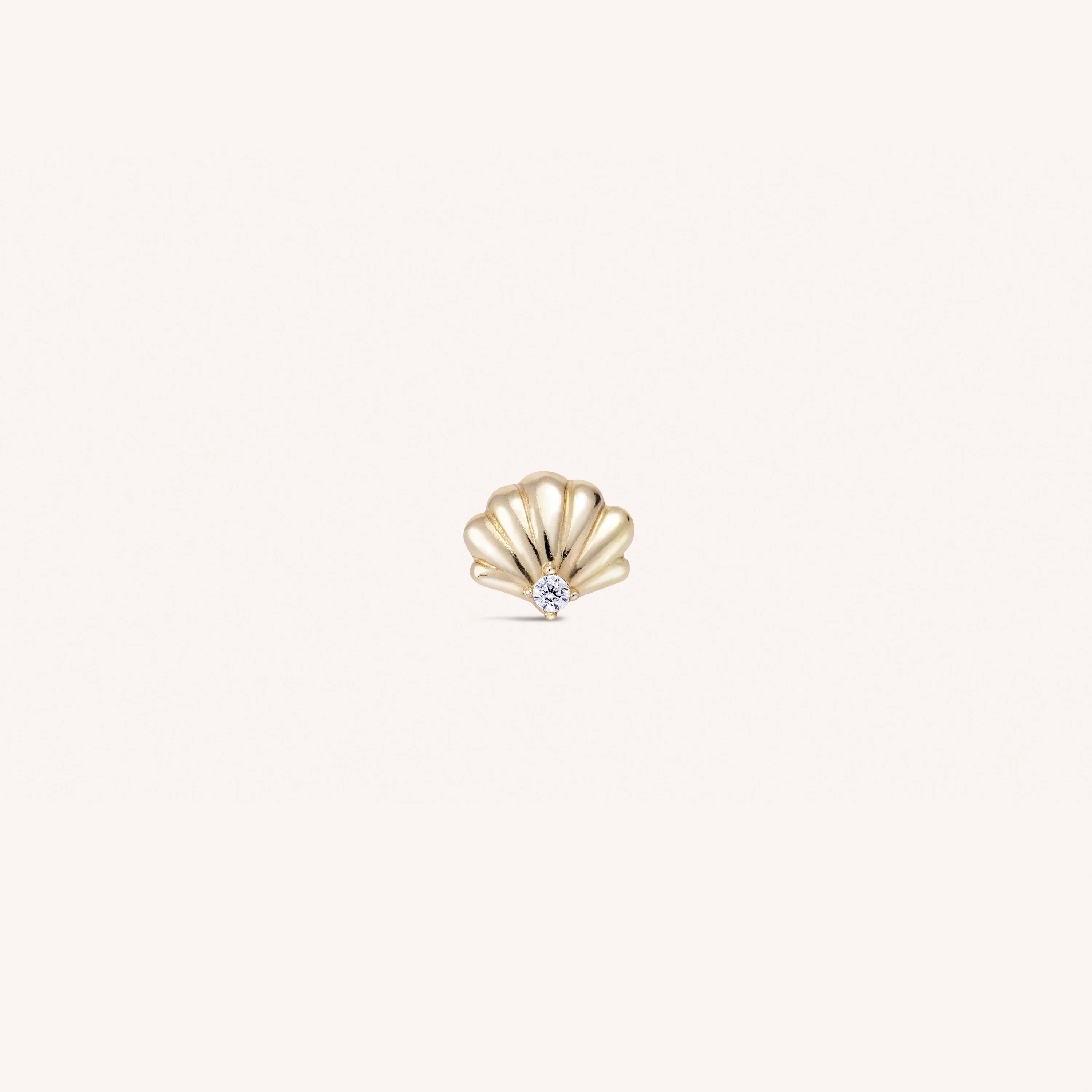 14K Solid Gold Seashell Flatback Earring