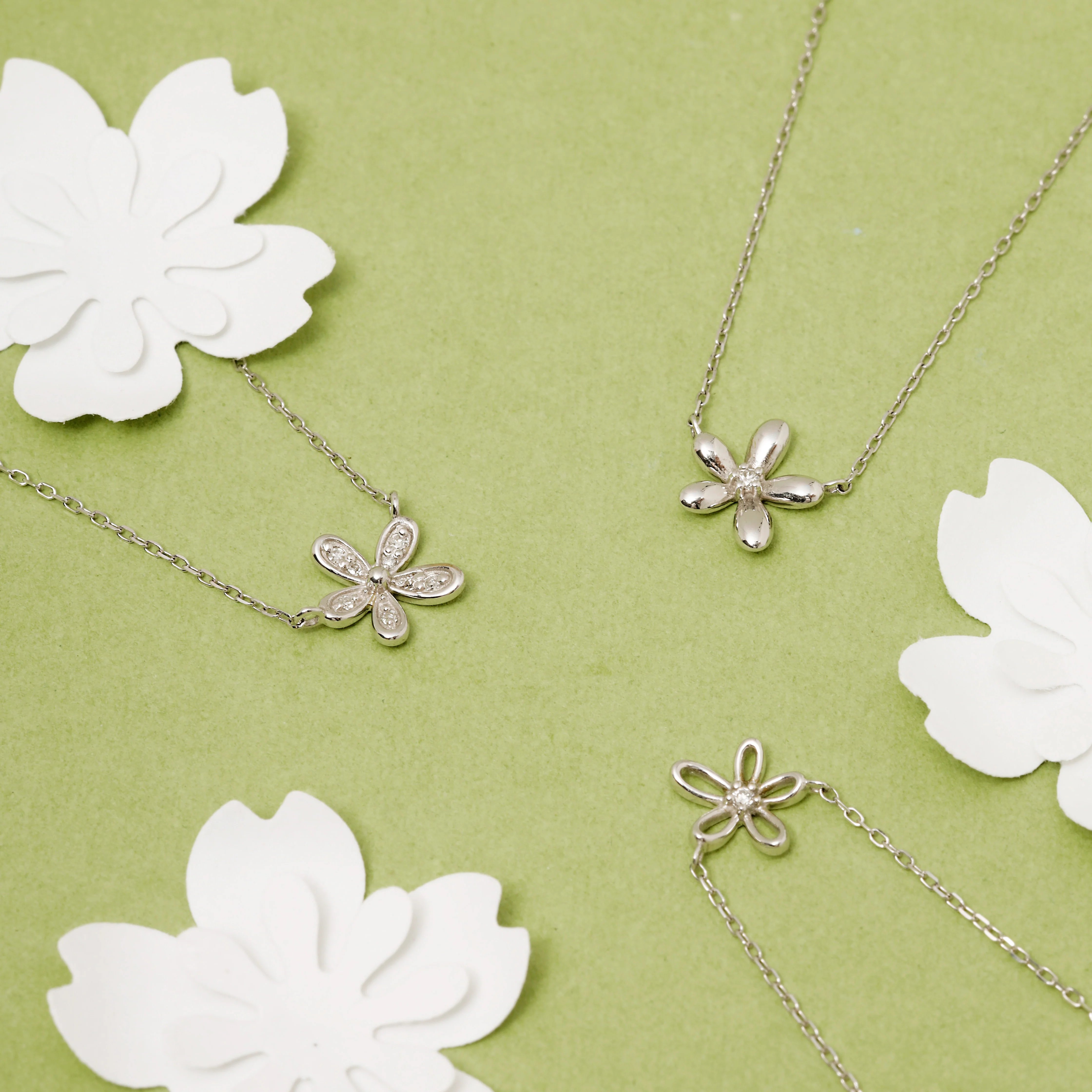 14K Solid Gold Floraison Diamond Necklace