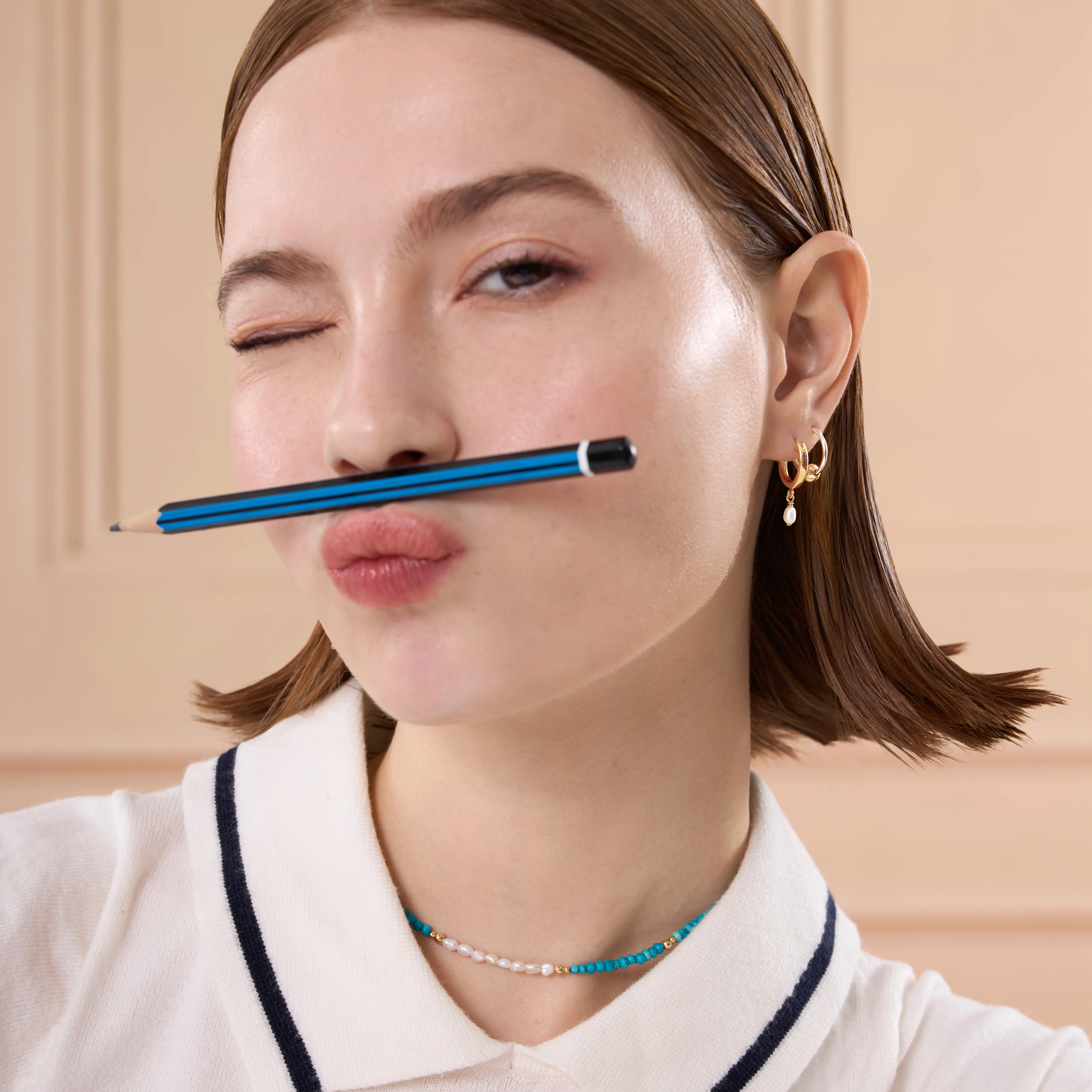 Mini Water Pearl Dangling Hoop Earrings