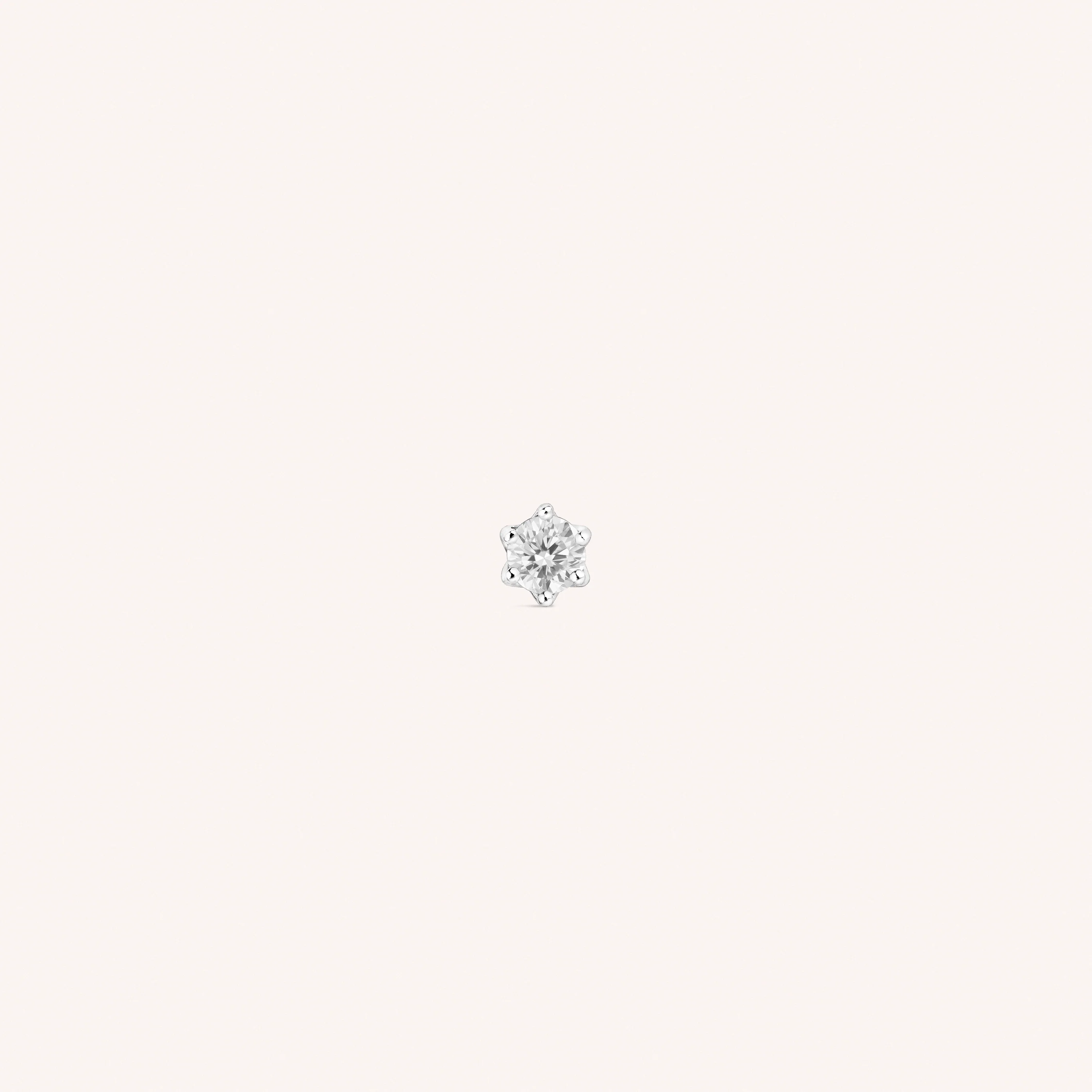 14K Solid Gold Baby Lab Diamond Flower Prong Flatback Earring