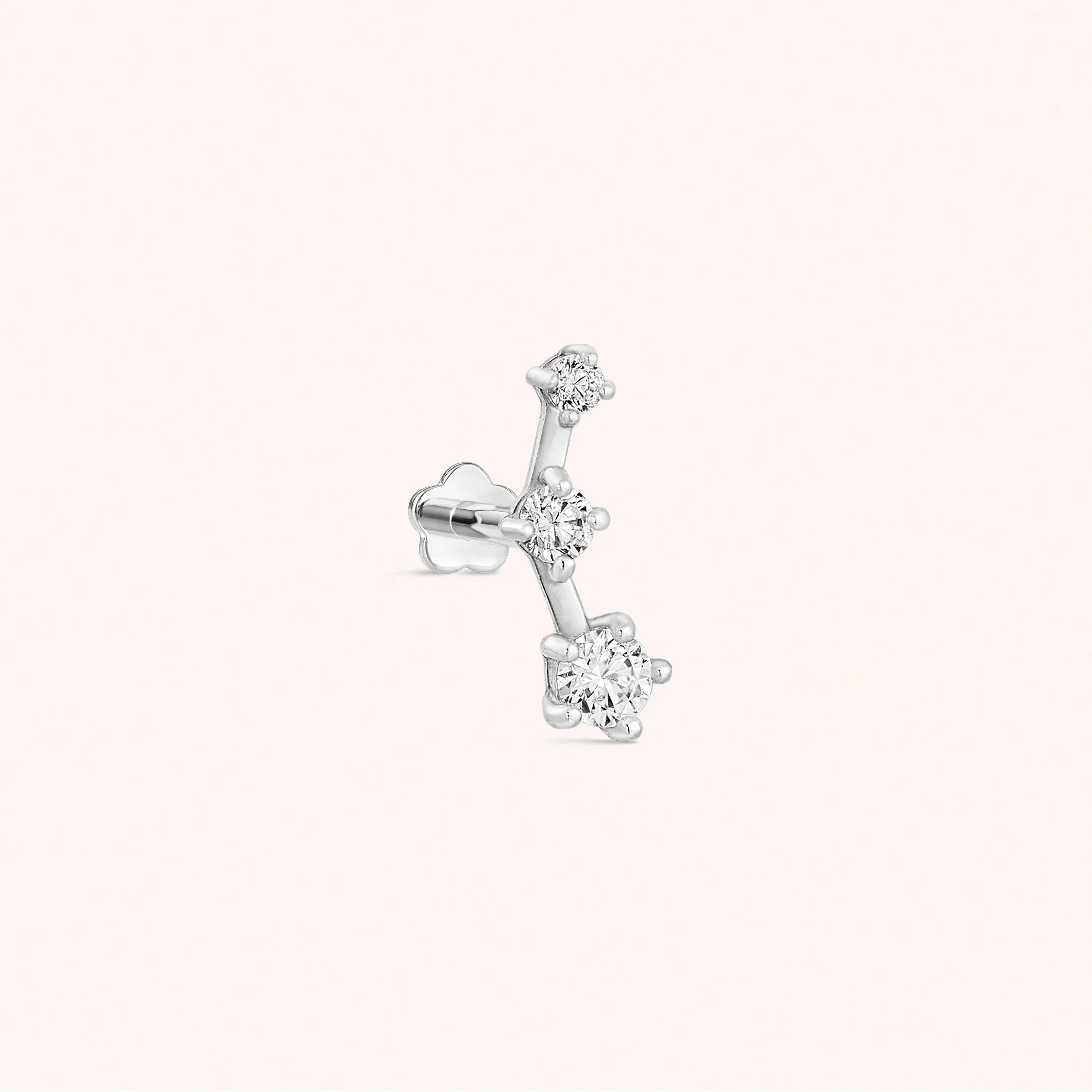 14K Solid Gold Shiny Constellation Flatback Earring