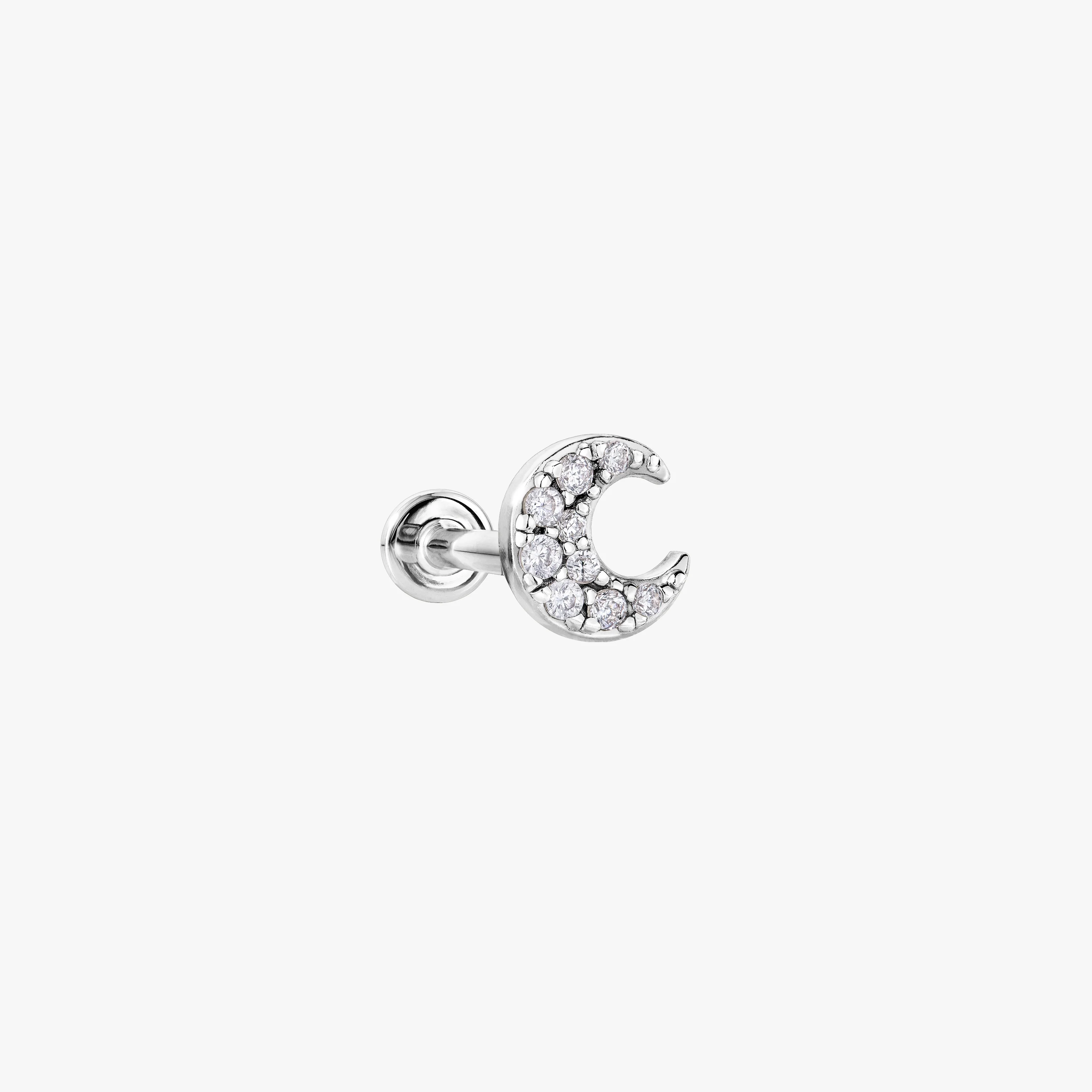 Pave Crescent Moon Flatback Earring