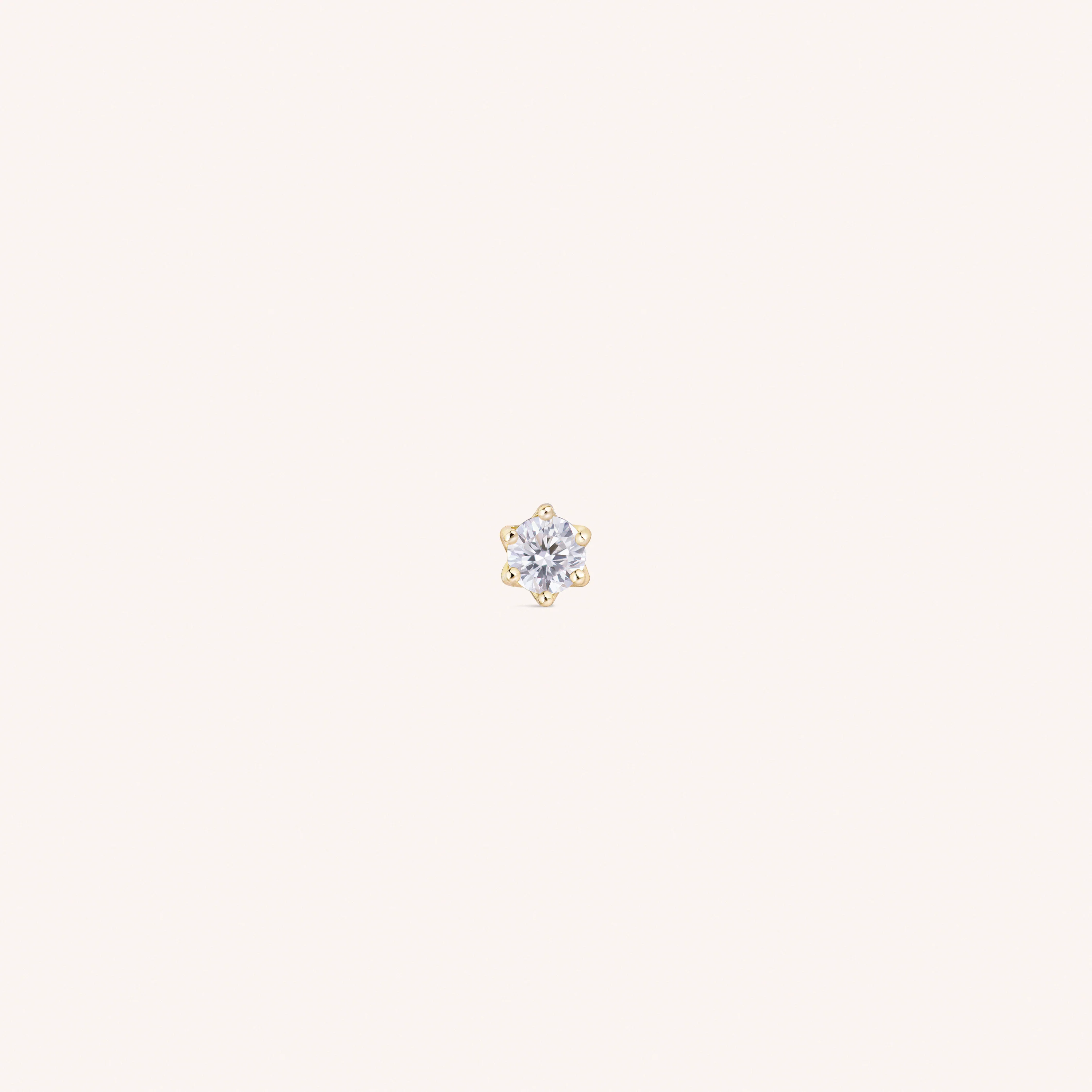 14K Solid Gold Baby Lab Diamond Flower Prong Flatback Earring