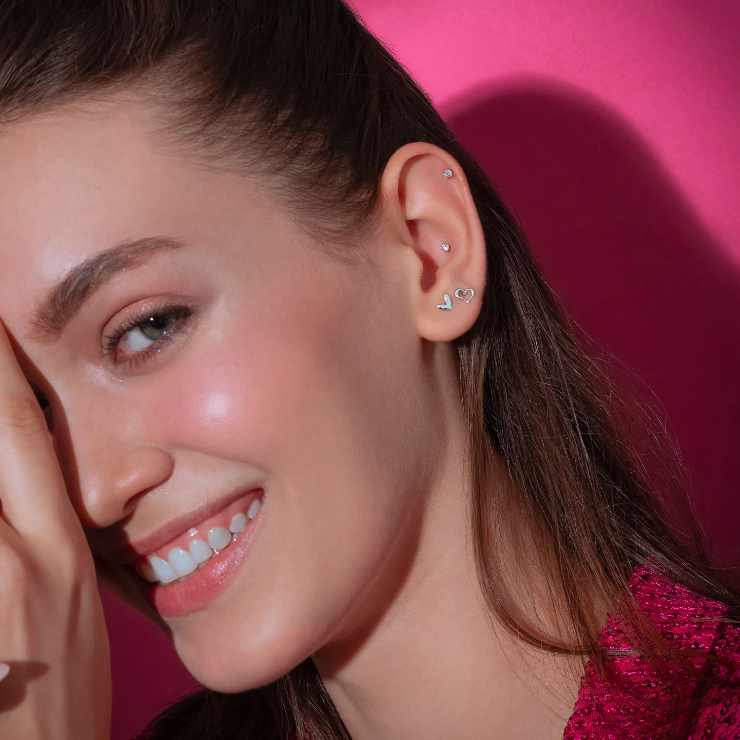 14K Solid Gold SweetHeart Stud Earrings