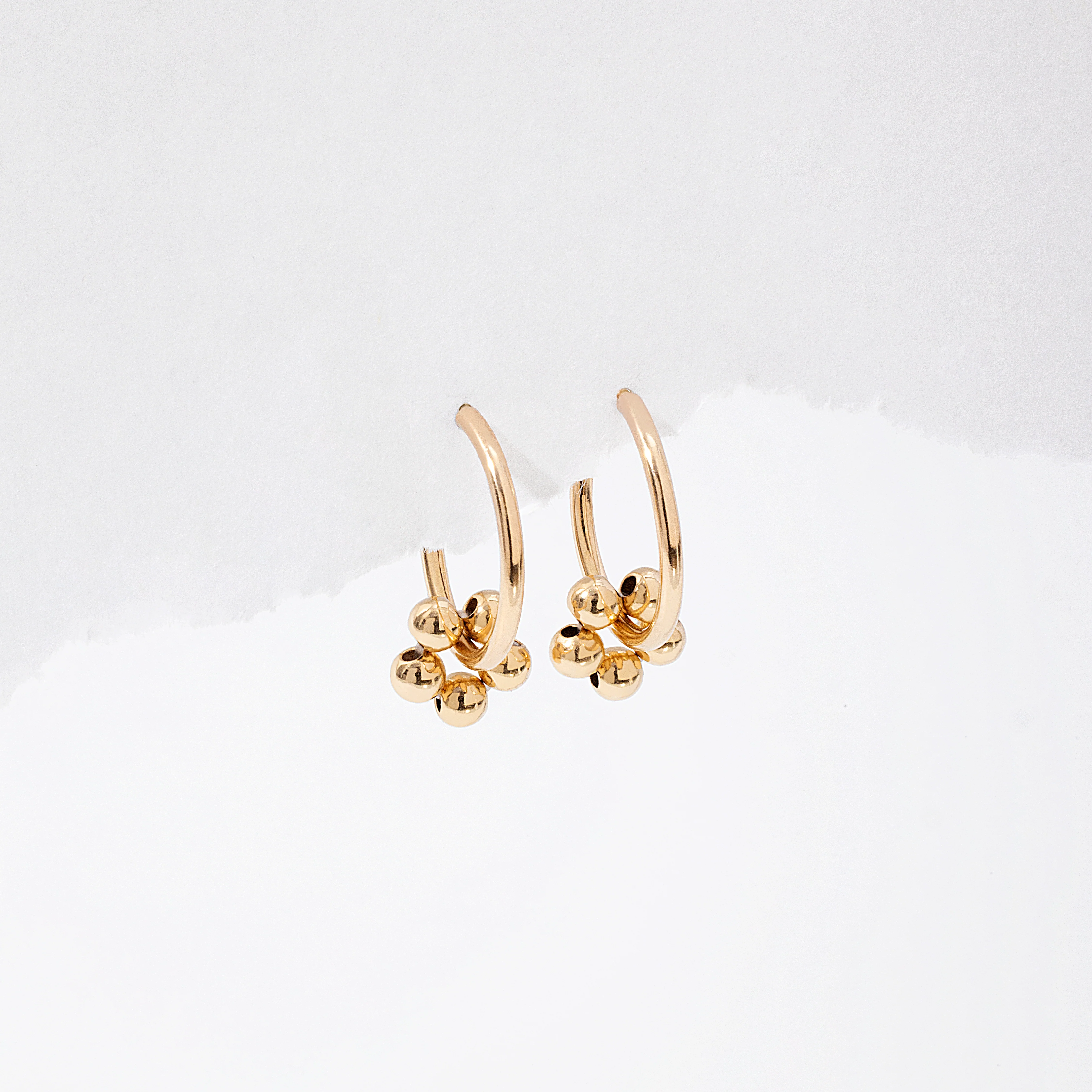 Floral Petal Beaded Hoop Earrings