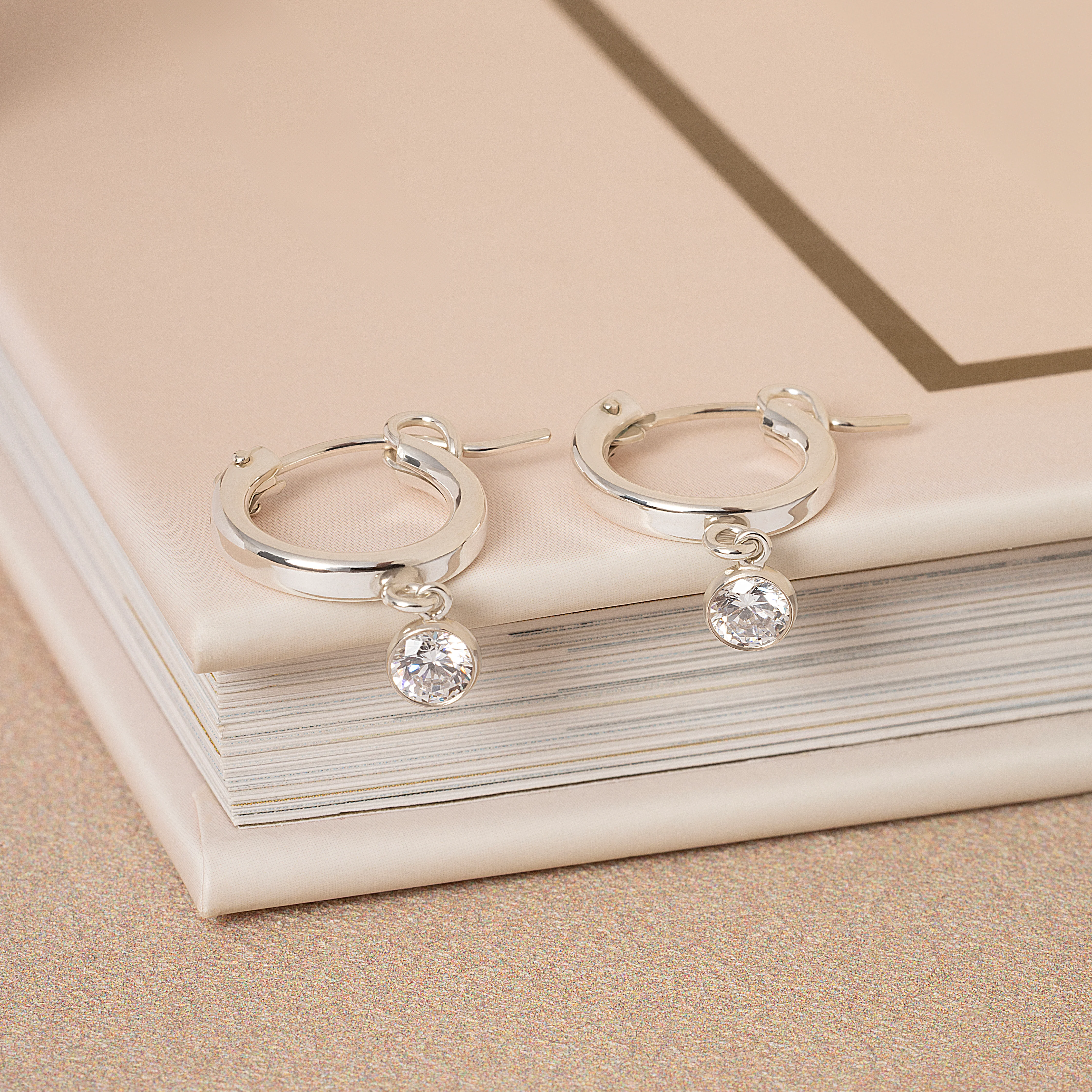 Sparkly Bezel Hoop Earrings