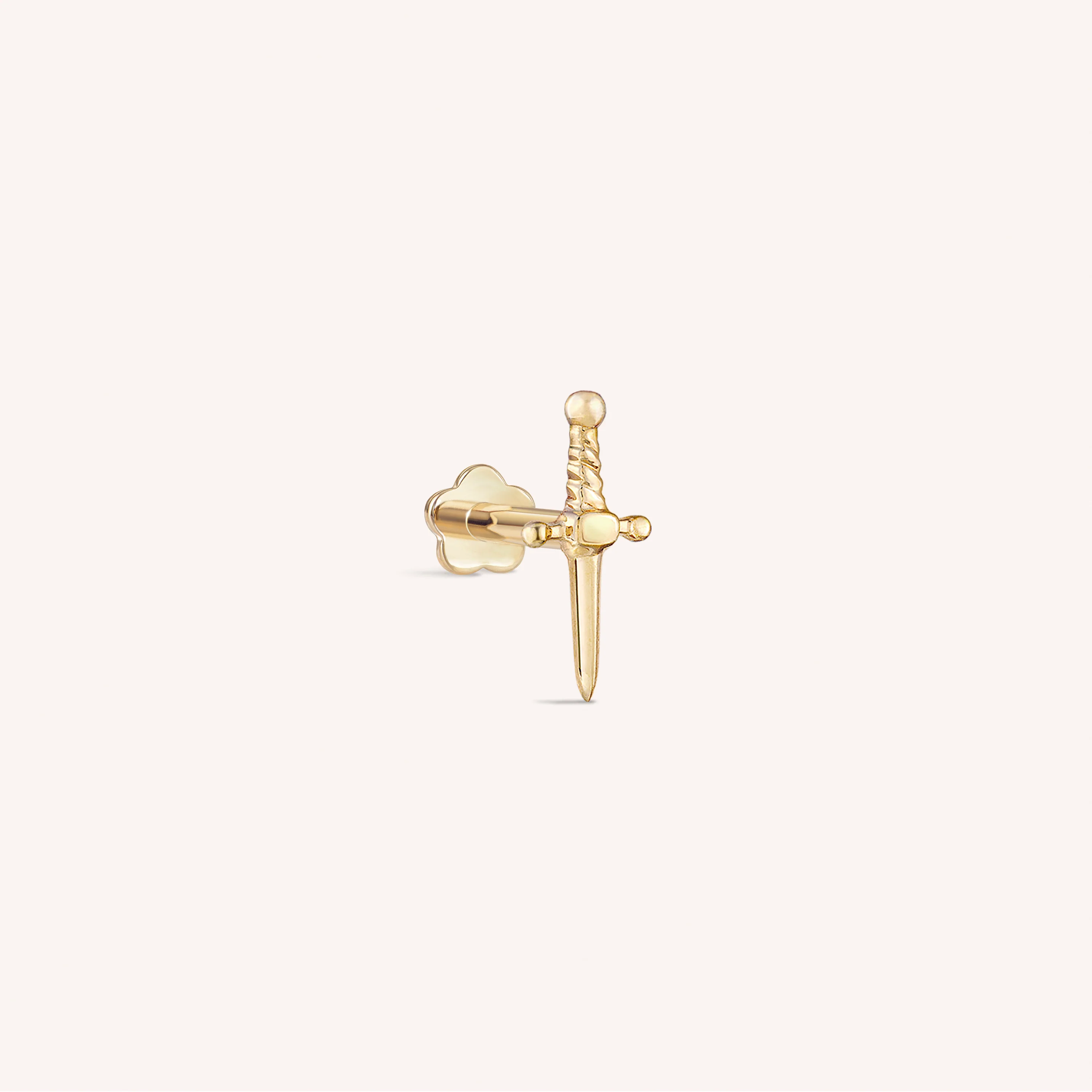 14K Solid Gold Mini Dagger Internal Threaded Labret Earring