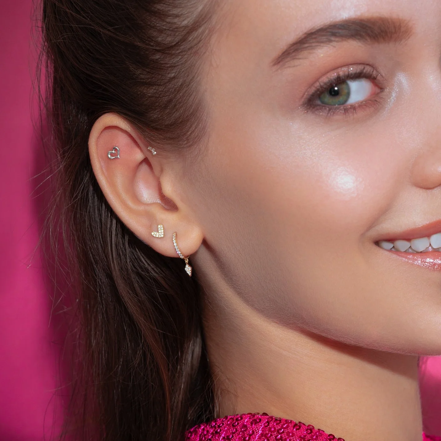 14K Solid Gold AdmireMe Diamond Flatback Earring