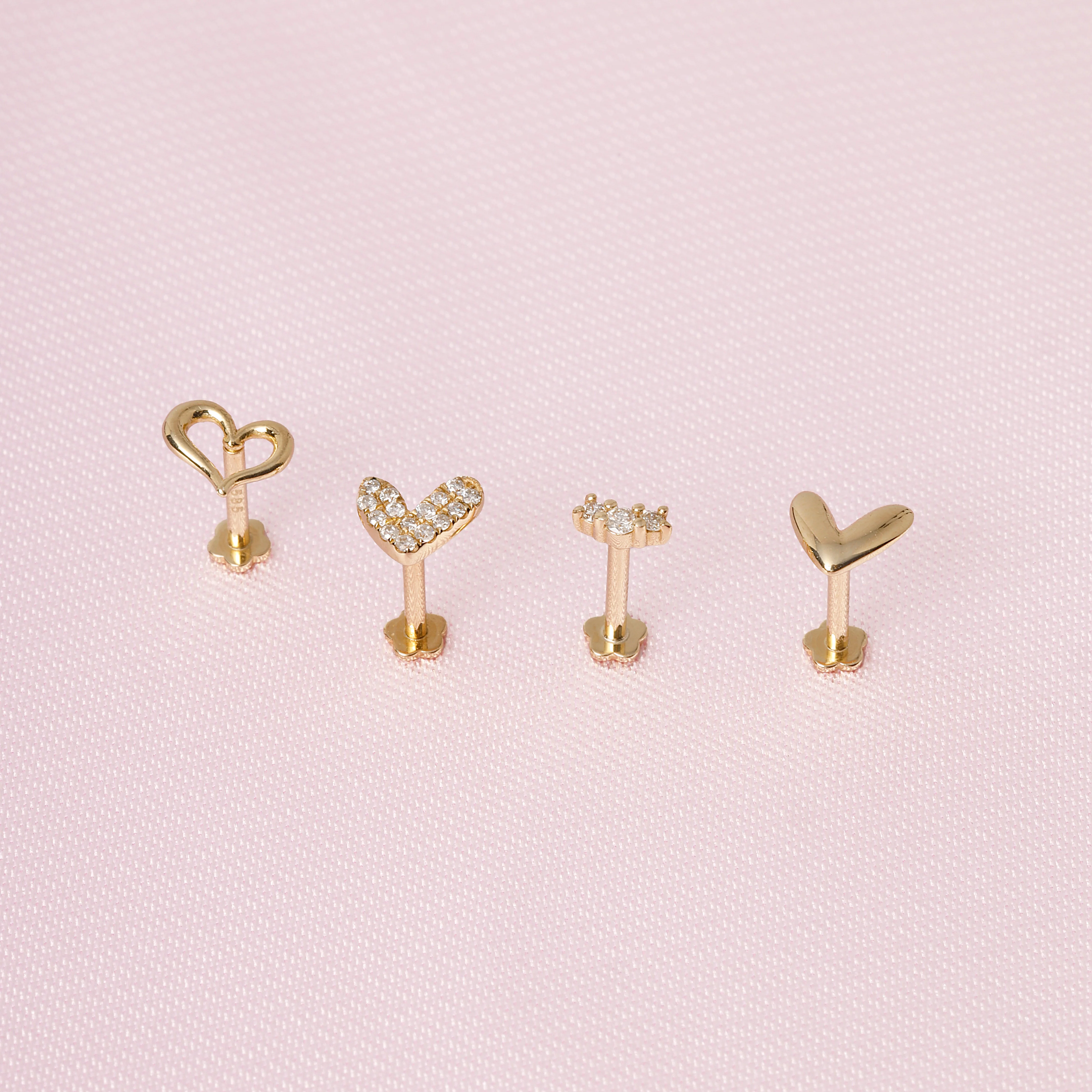 14K Solid Gold AdmireMe Diamond Flatback Earring