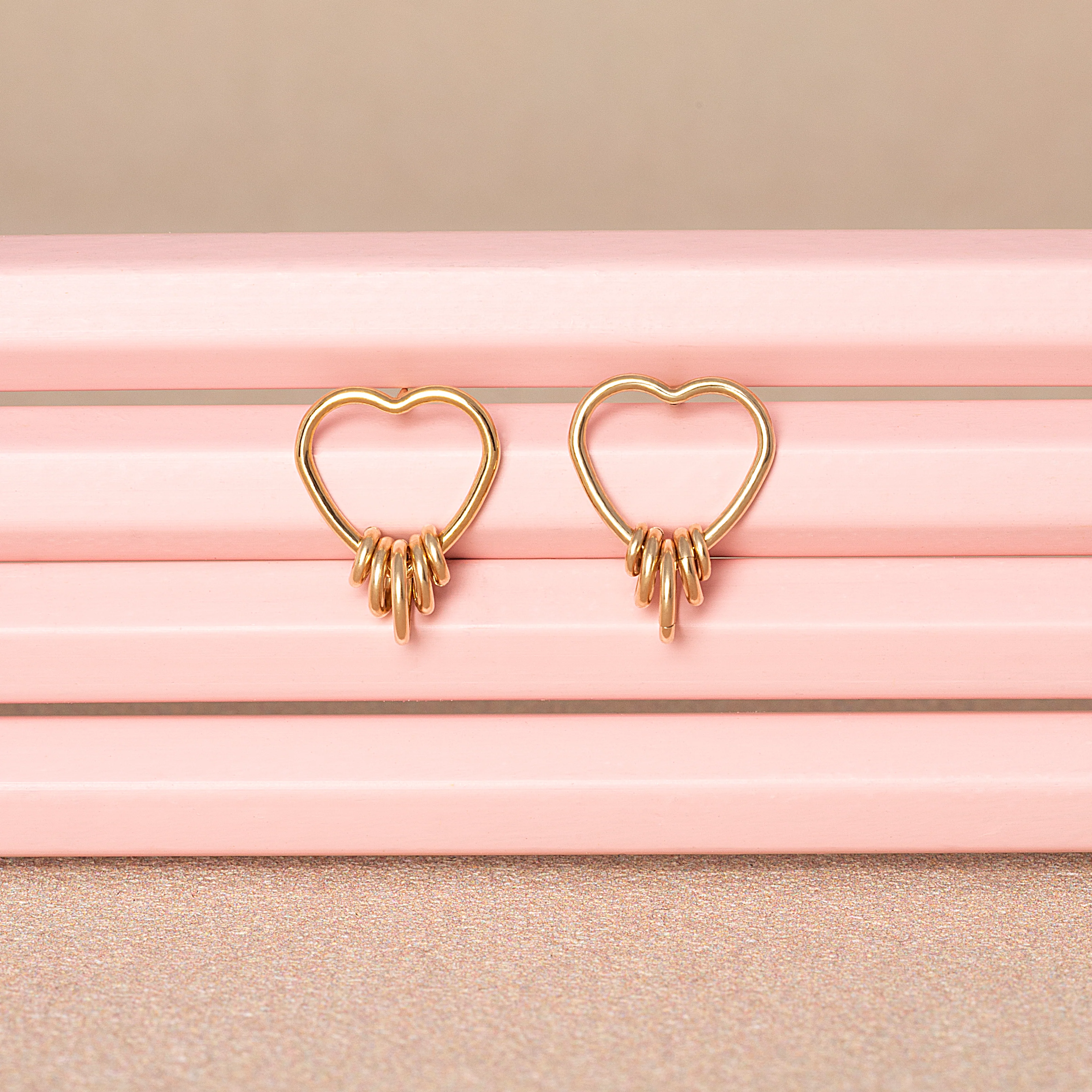 Punk Heart Charm Stud Earrings