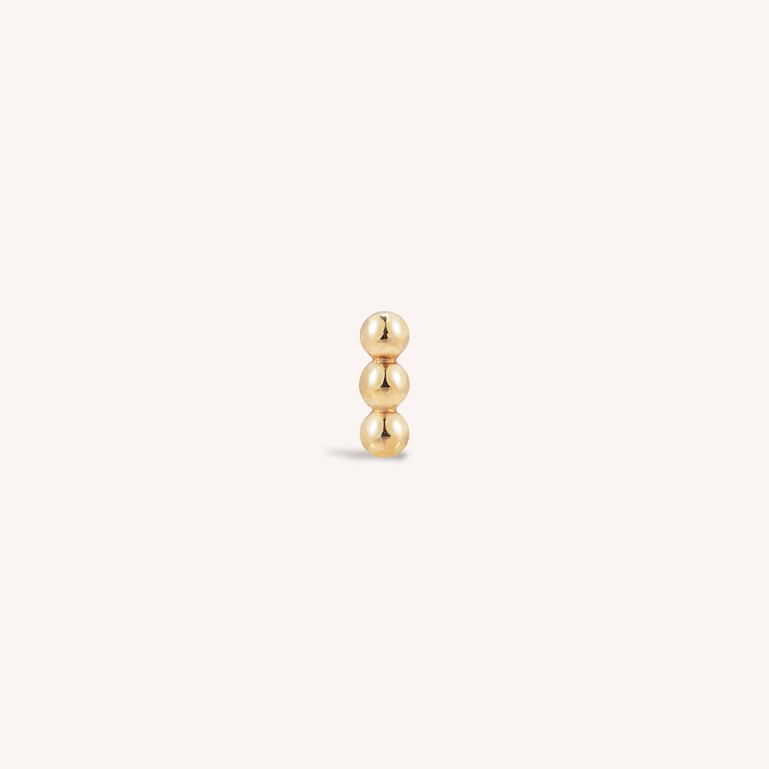 14K Solid Gold Mini Triple Bubble Bar Flatback Earring