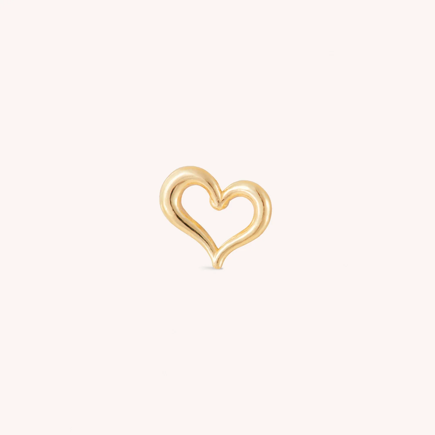 14K Solid Gold Heartfelt Flatback Earring