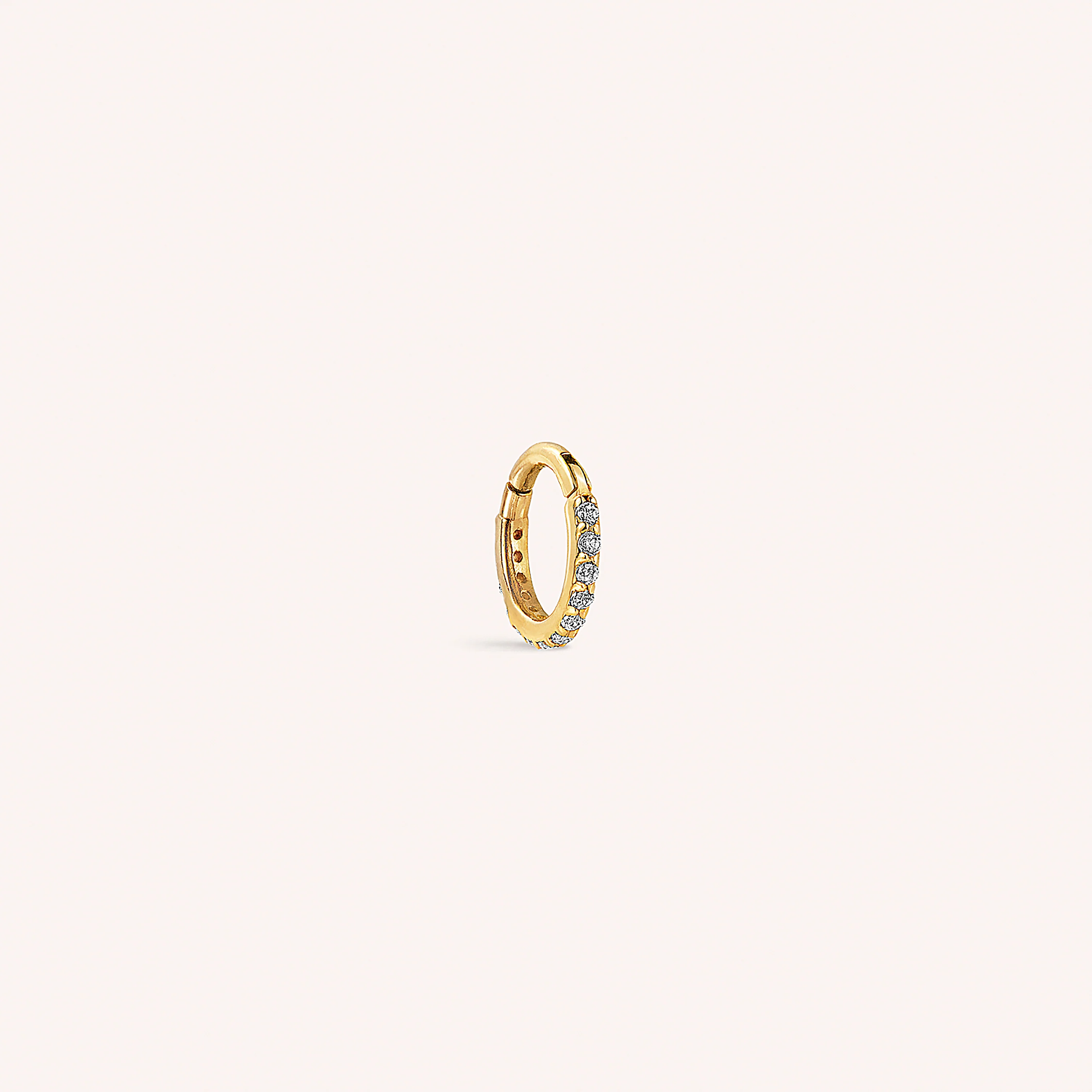 14K Solid Gold Mini Eternity Hoop Earring 6mm