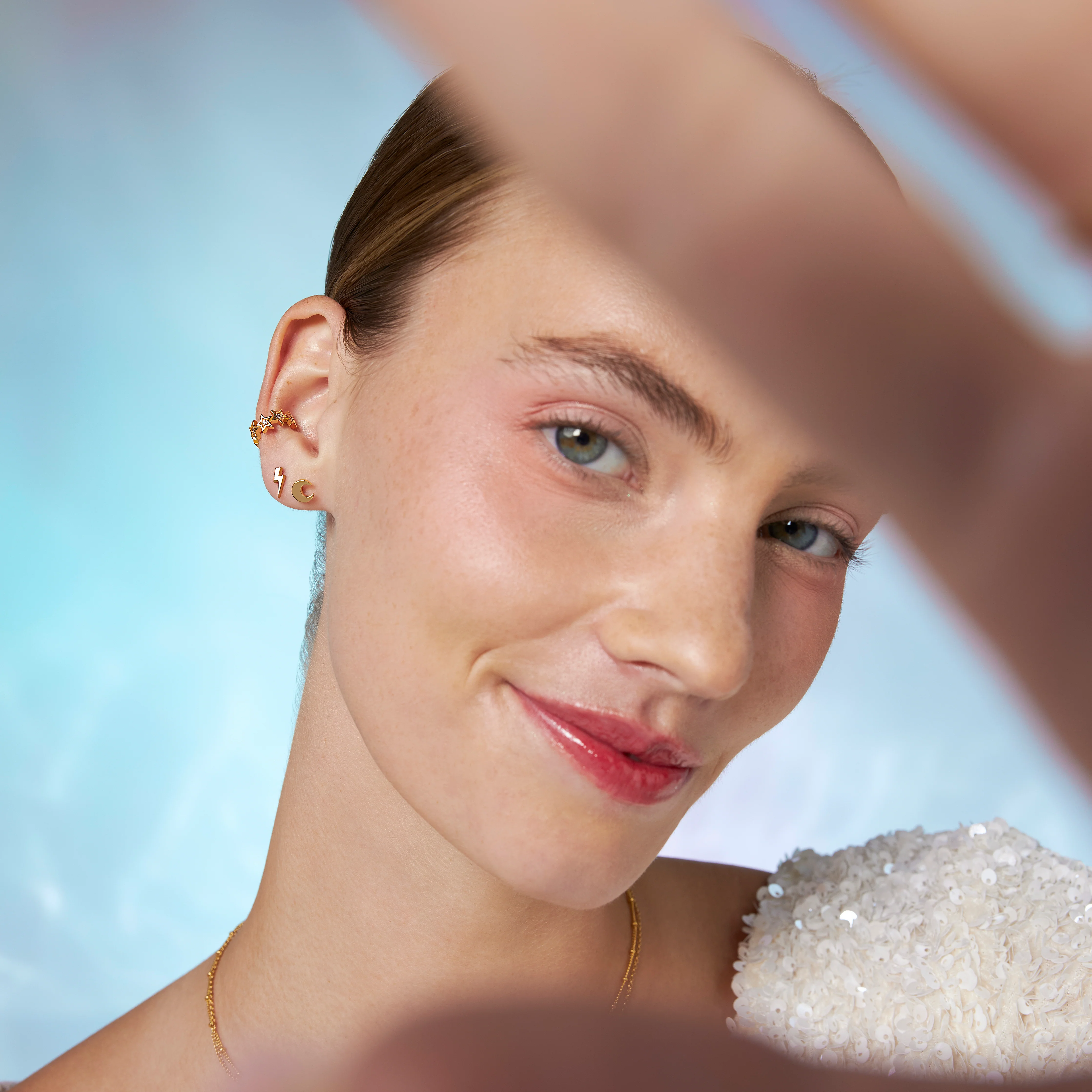 Crescent Moon Flatback Earring