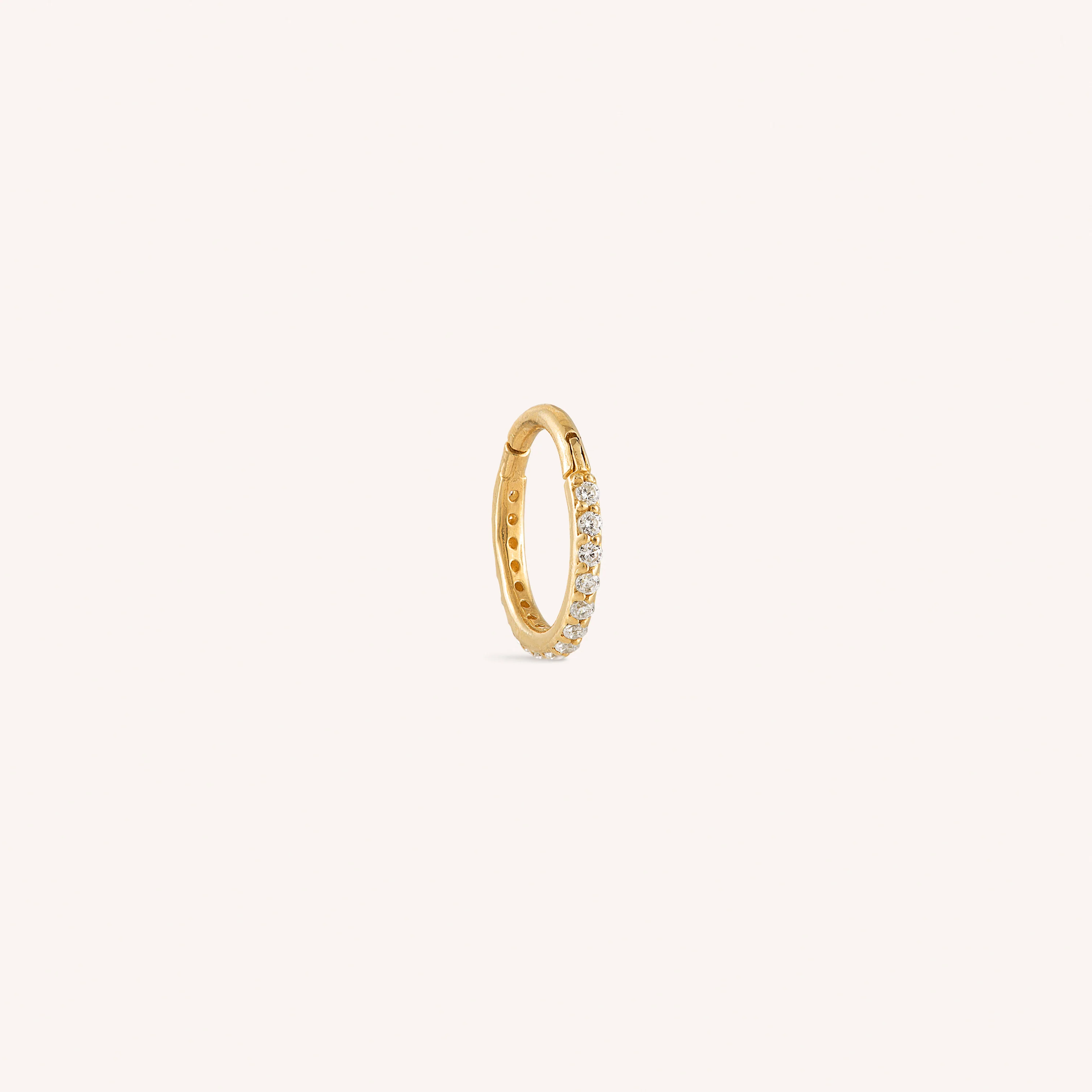 14K Solid Gold Eternity Hoop Earring 8mm