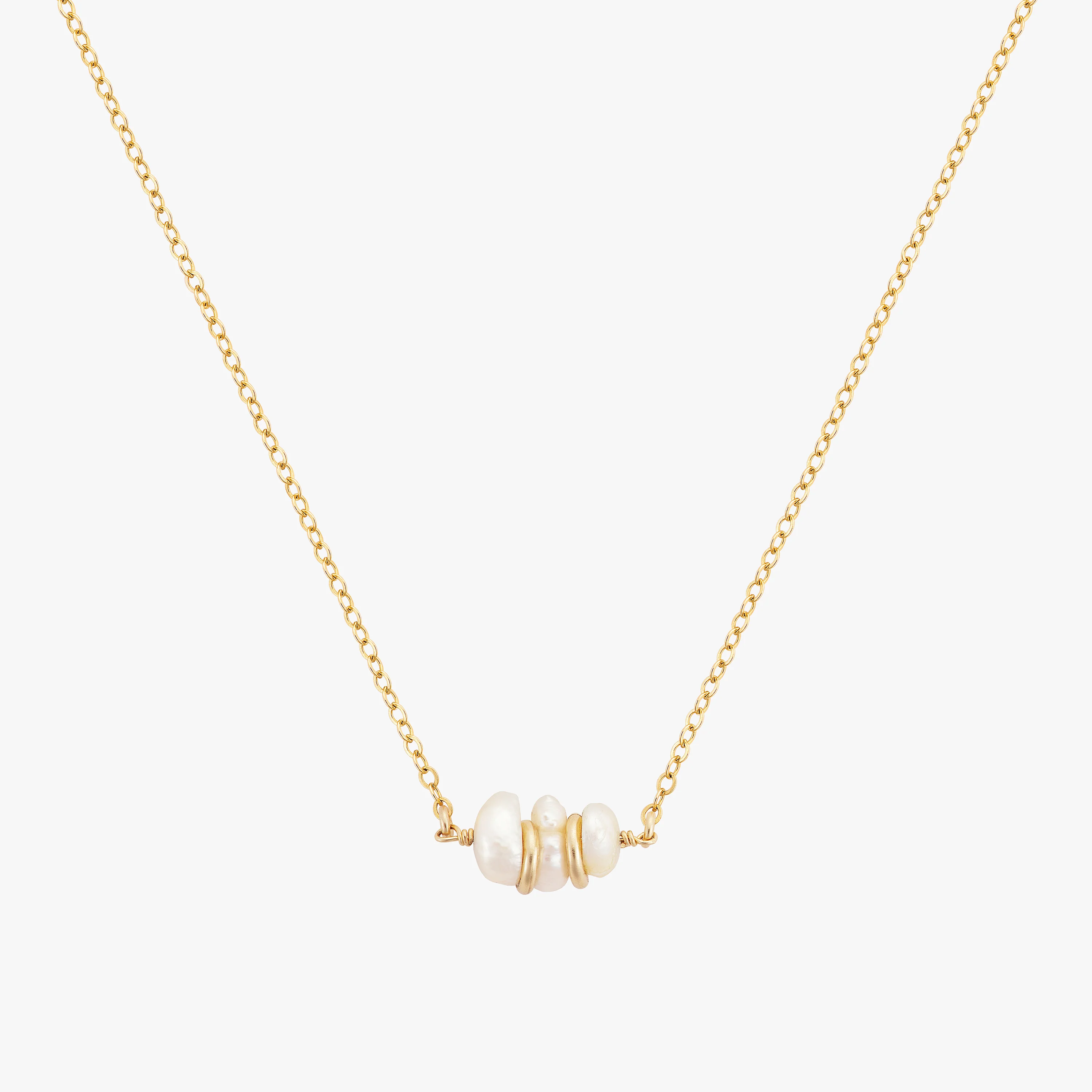 Baroque Pearly Golden Nuggets Necklace
