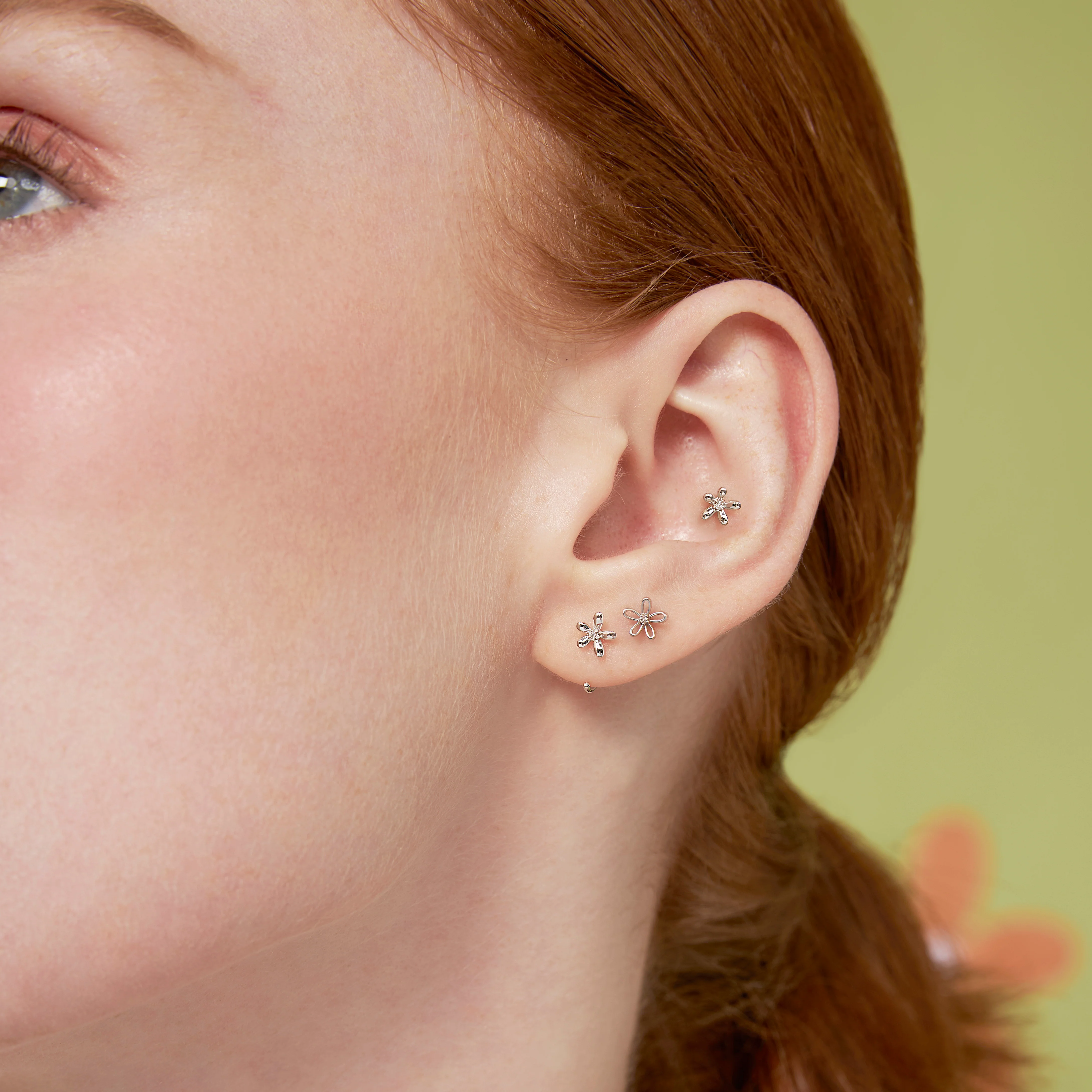 14K Solid Gold Floraison Diamond Stud Earrings