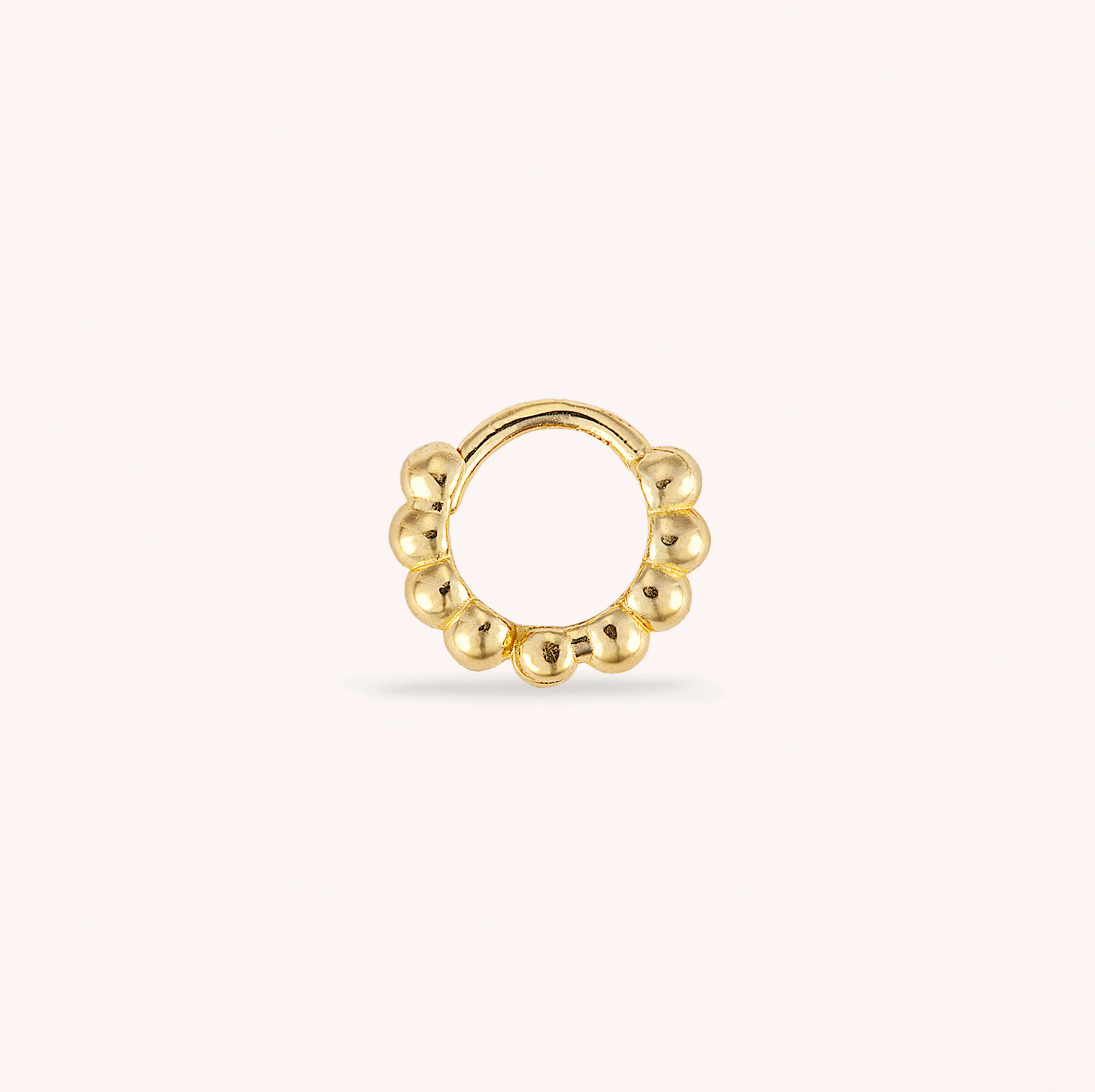 14K Solid Gold Bubble Tiny Hoop Earring