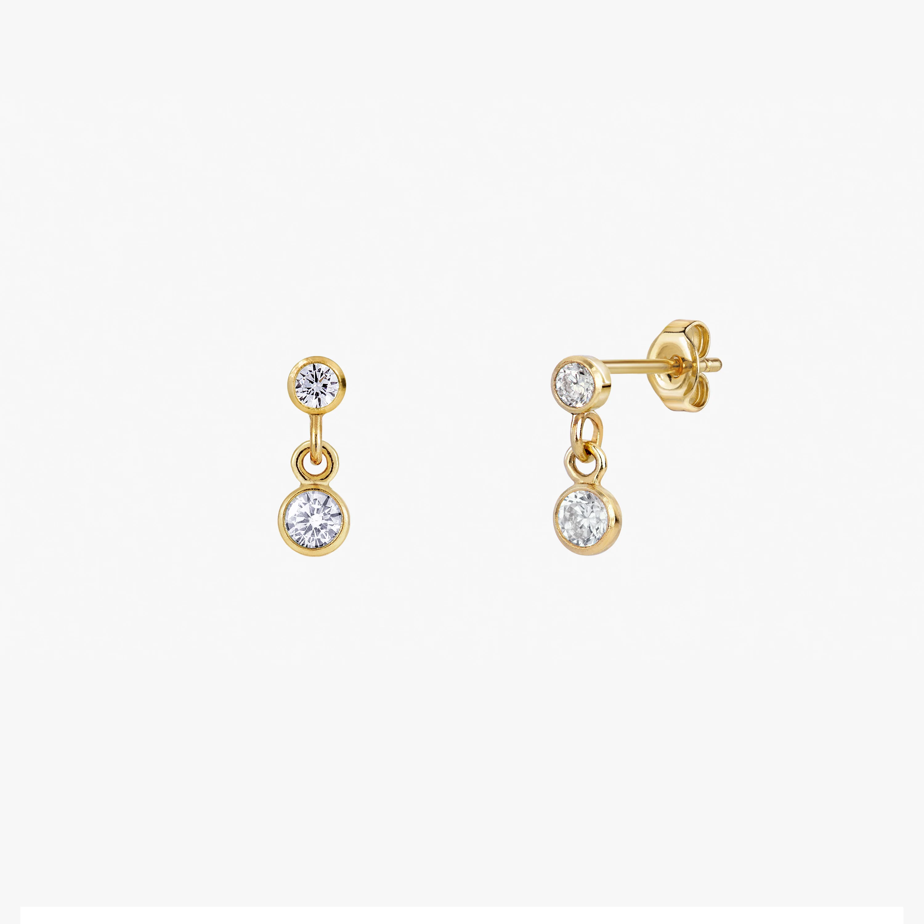 Glowy Double Bezel Stud Earrings