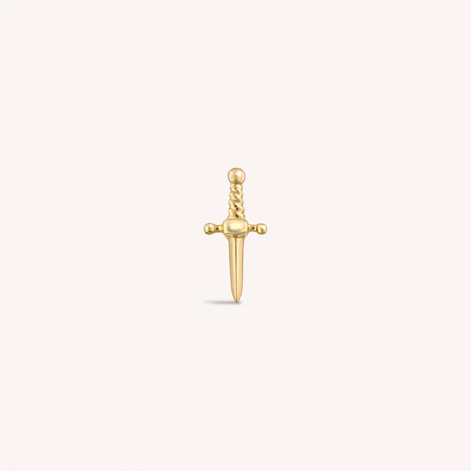 14K Solid Gold Mini Dagger Internal Threaded Labret Earring
