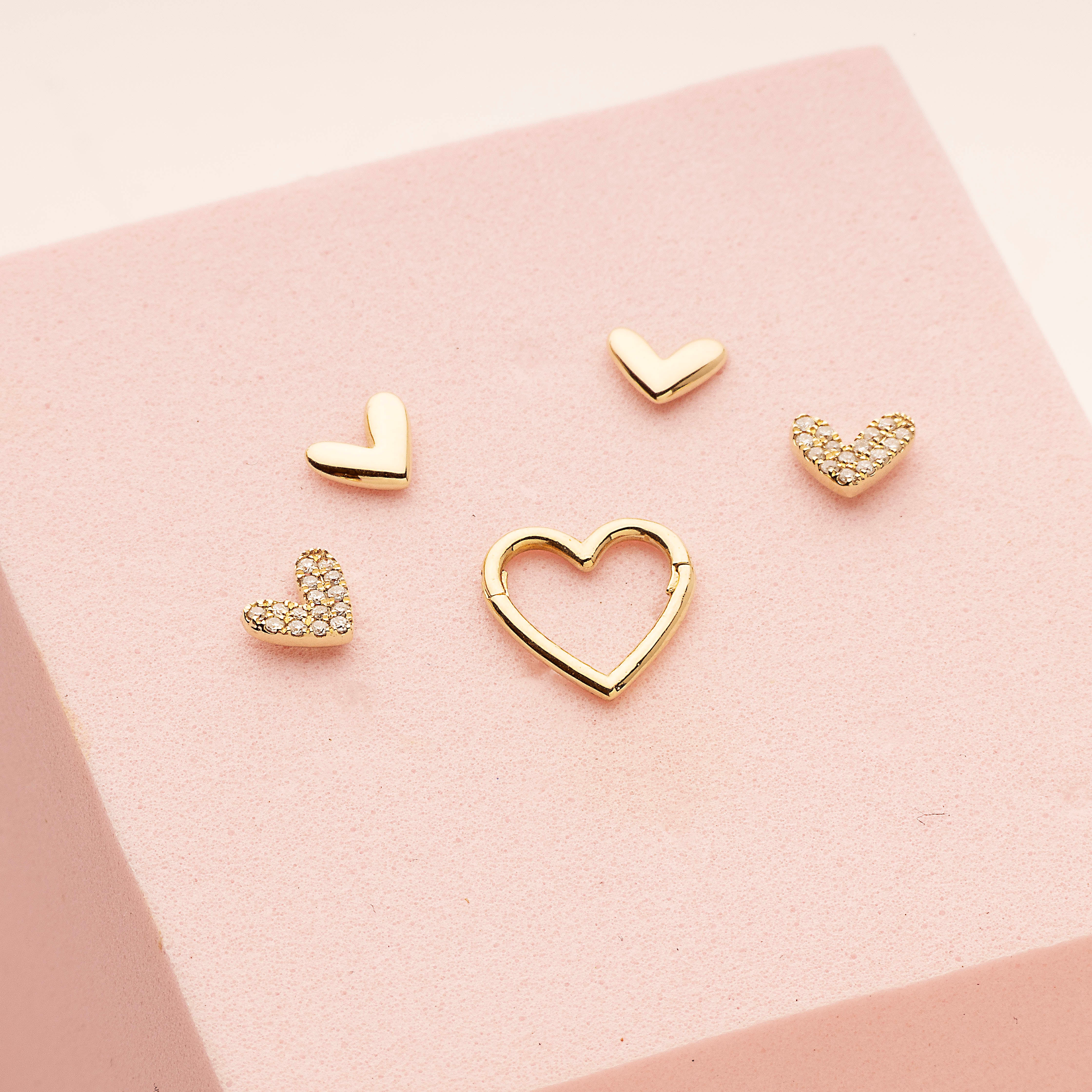 14K Solid Gold SweetHeart Stud Earrings