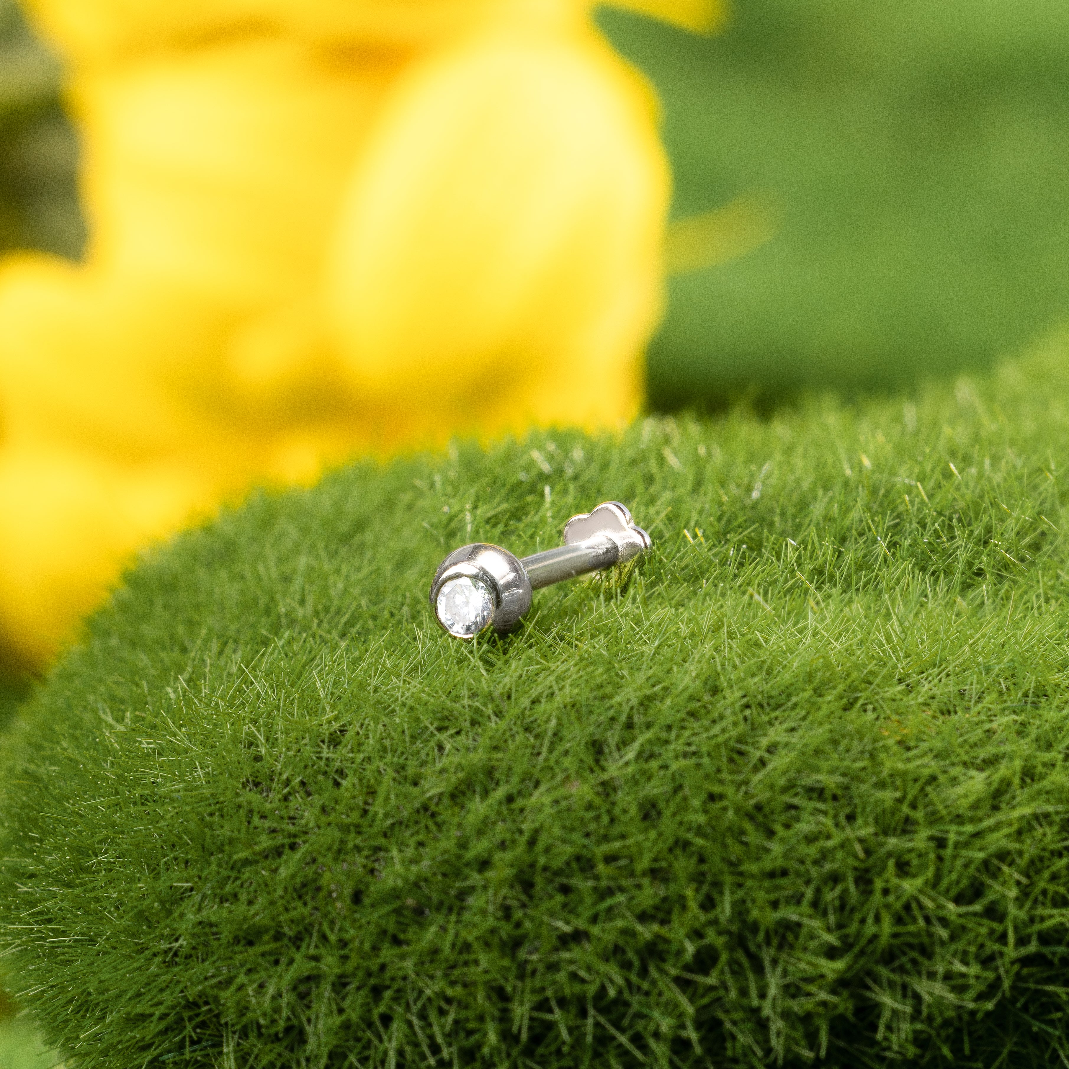 14K Solid Gold Tiny Gem Ball Flatback Earring