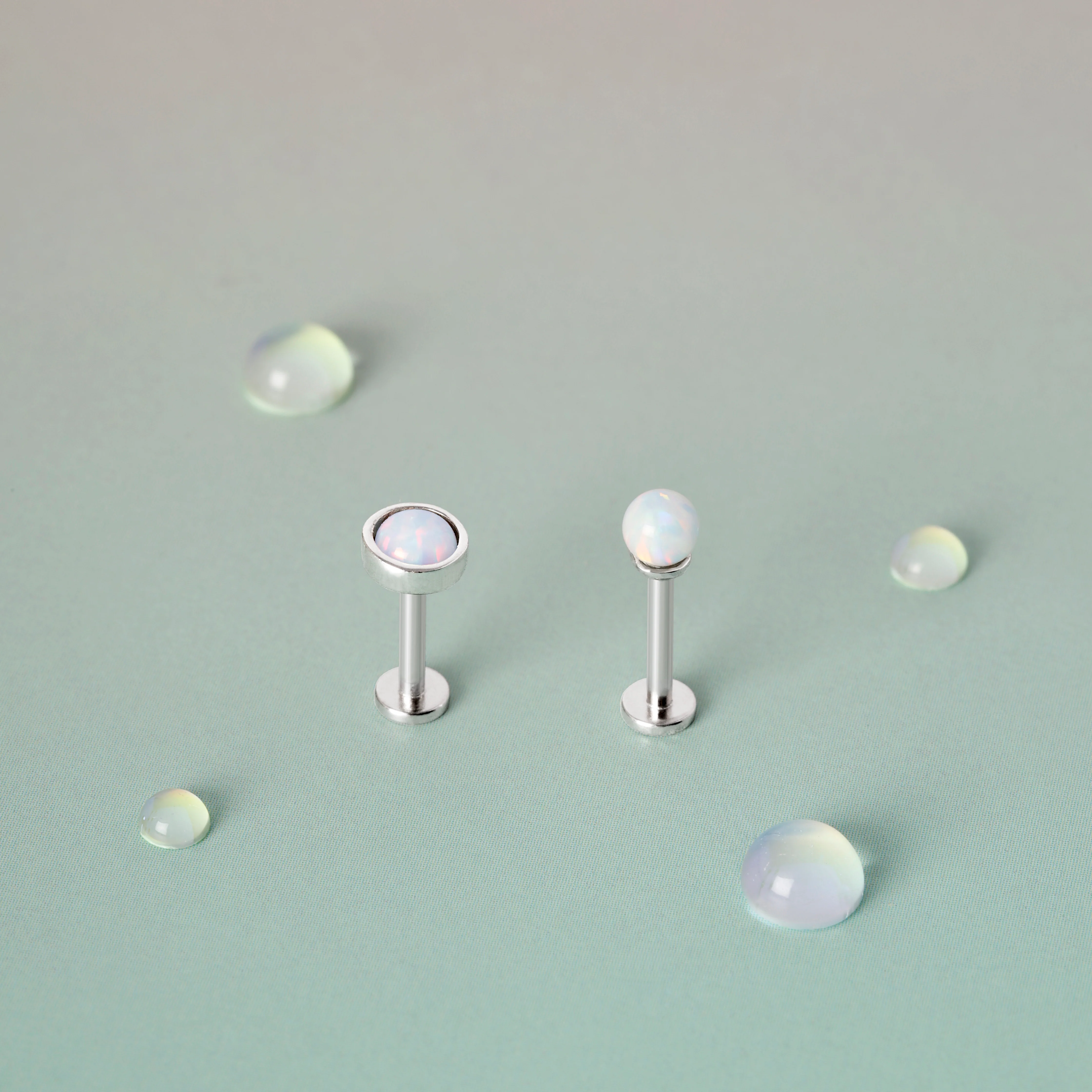 Opal Ball Flatback Earring
