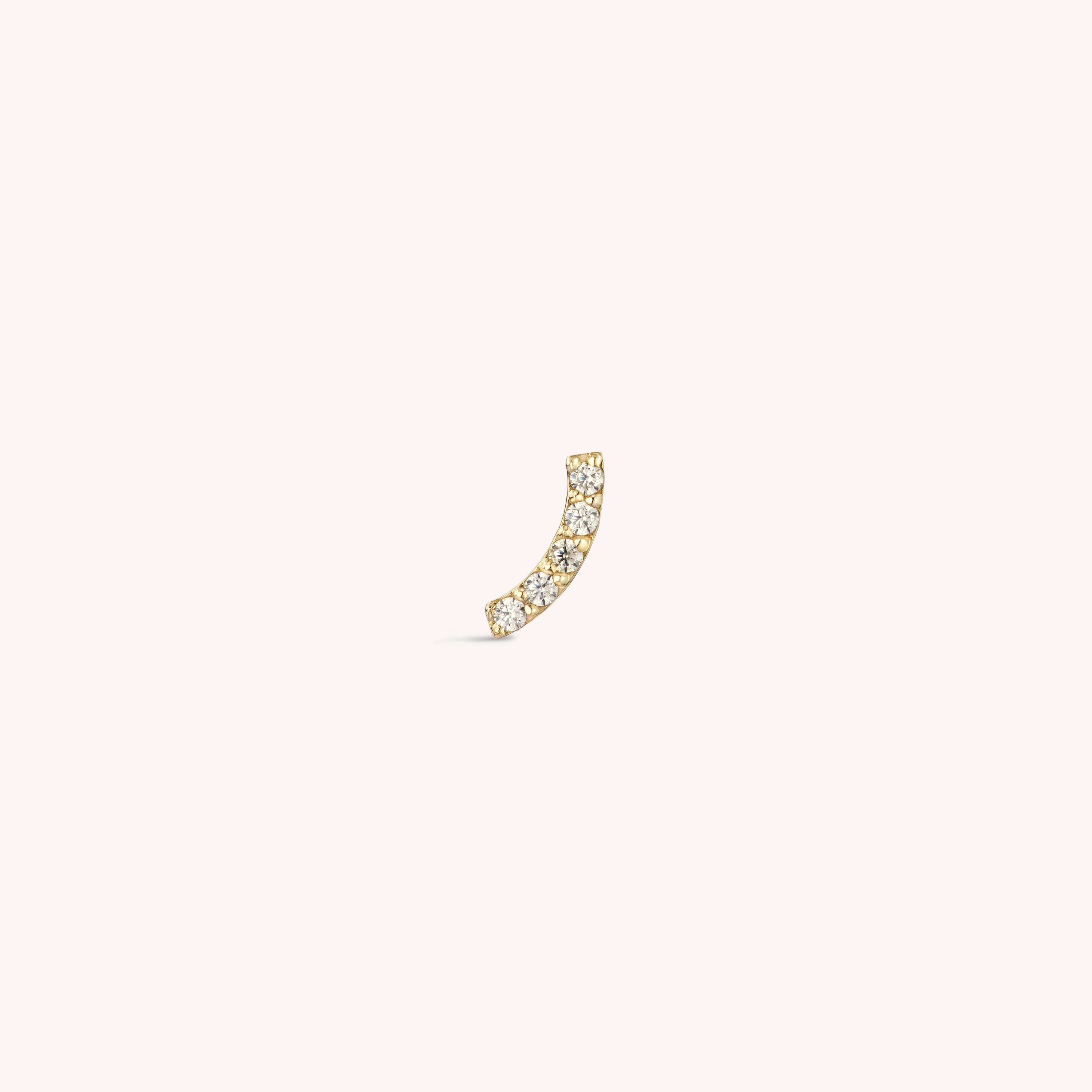 14K Solid Gold CZ Curve Flatback Earring
