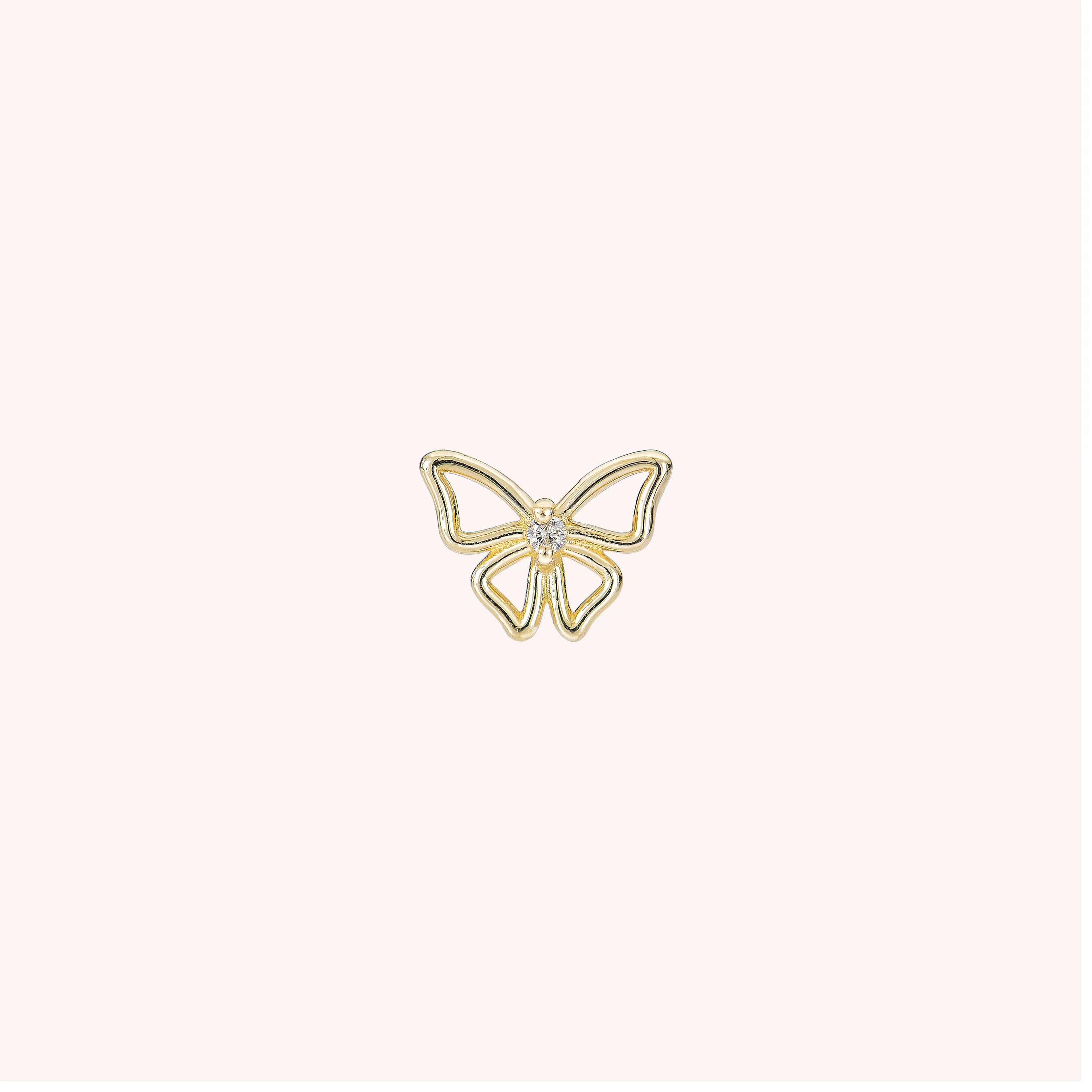 14K Solid Gold Halo Butterfly Diamond Flatback