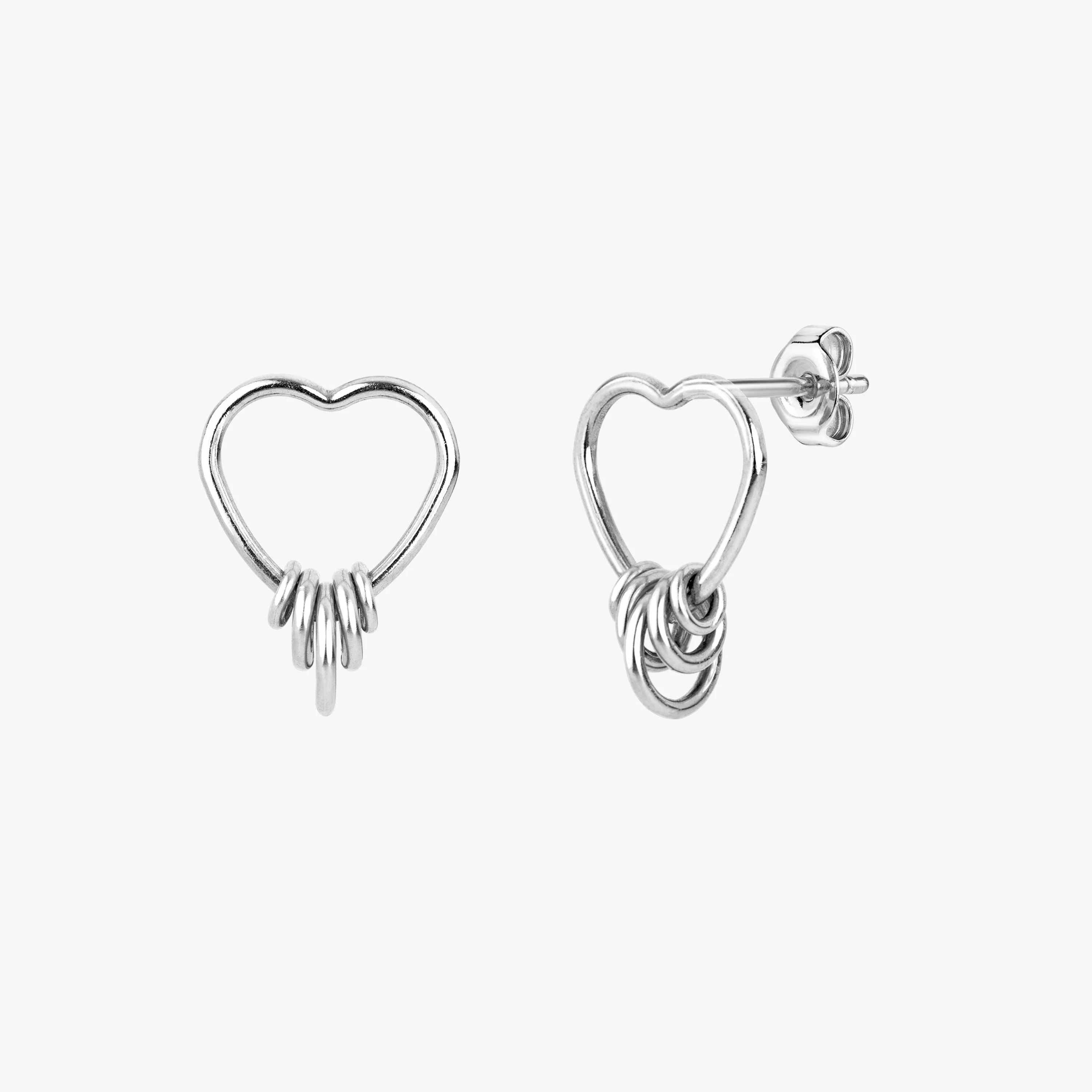 Punk Heart Charm Stud Earrings