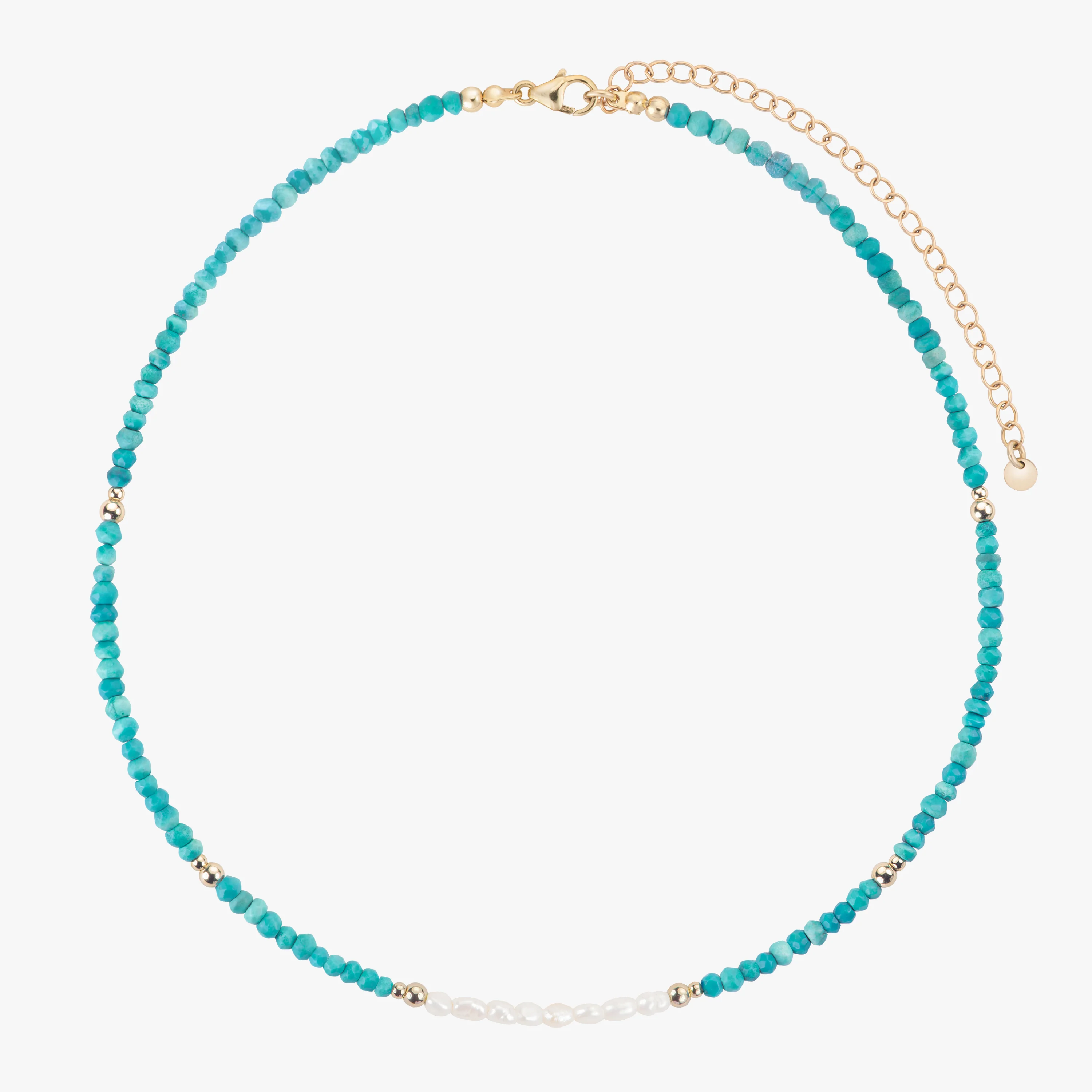 Turquoise Wave Pearly Beaded Necklace