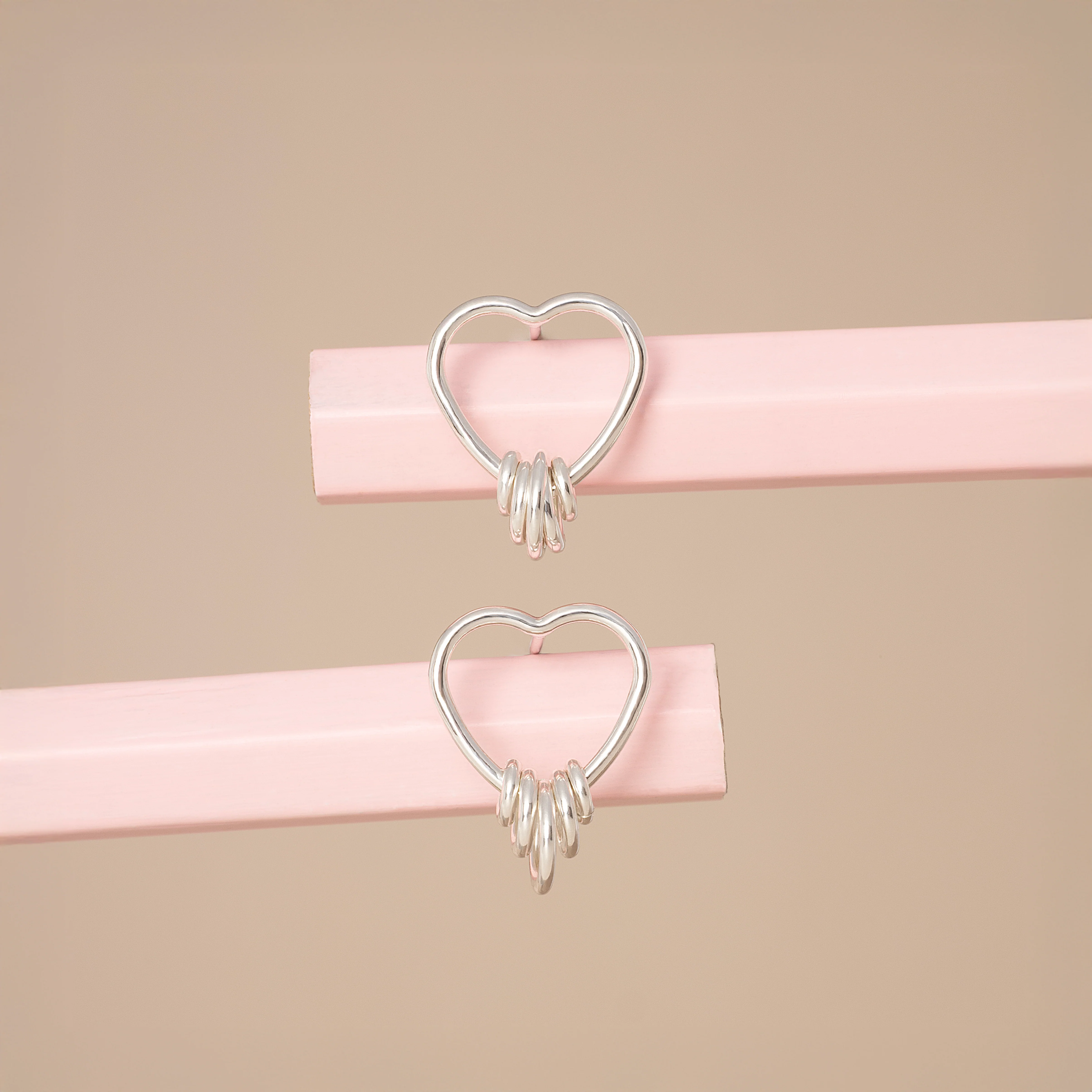 Punk Heart Charm Stud Earrings