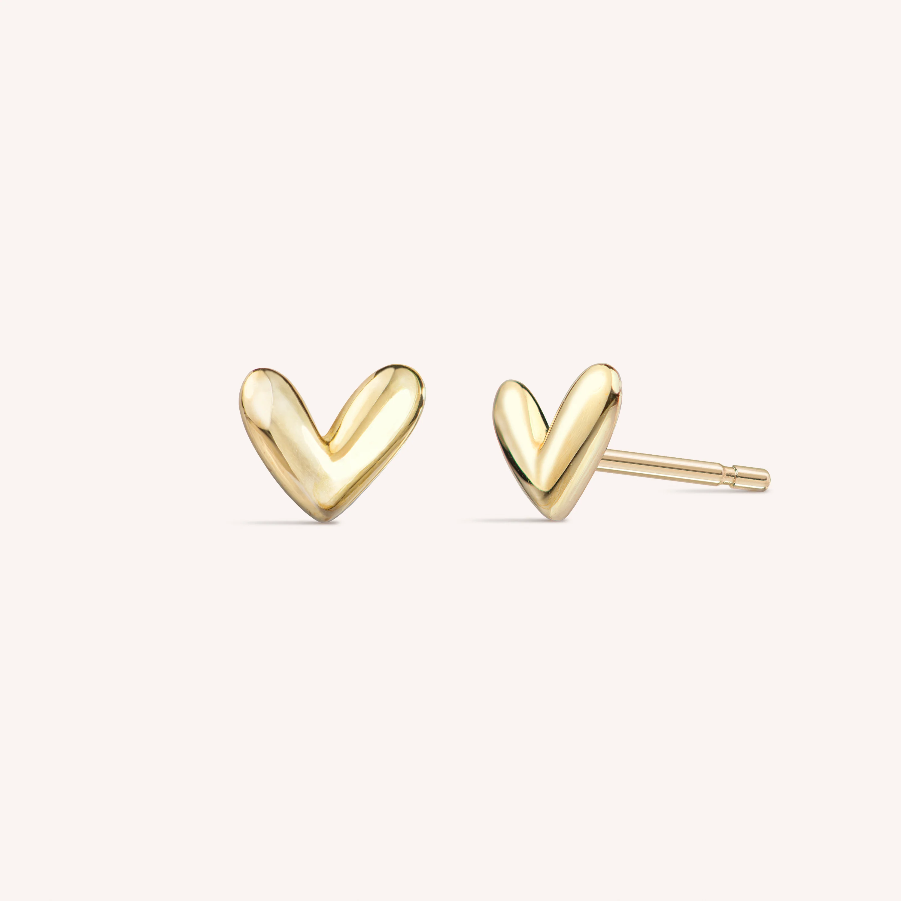 14K Solid Gold SweetHeart Stud Earrings