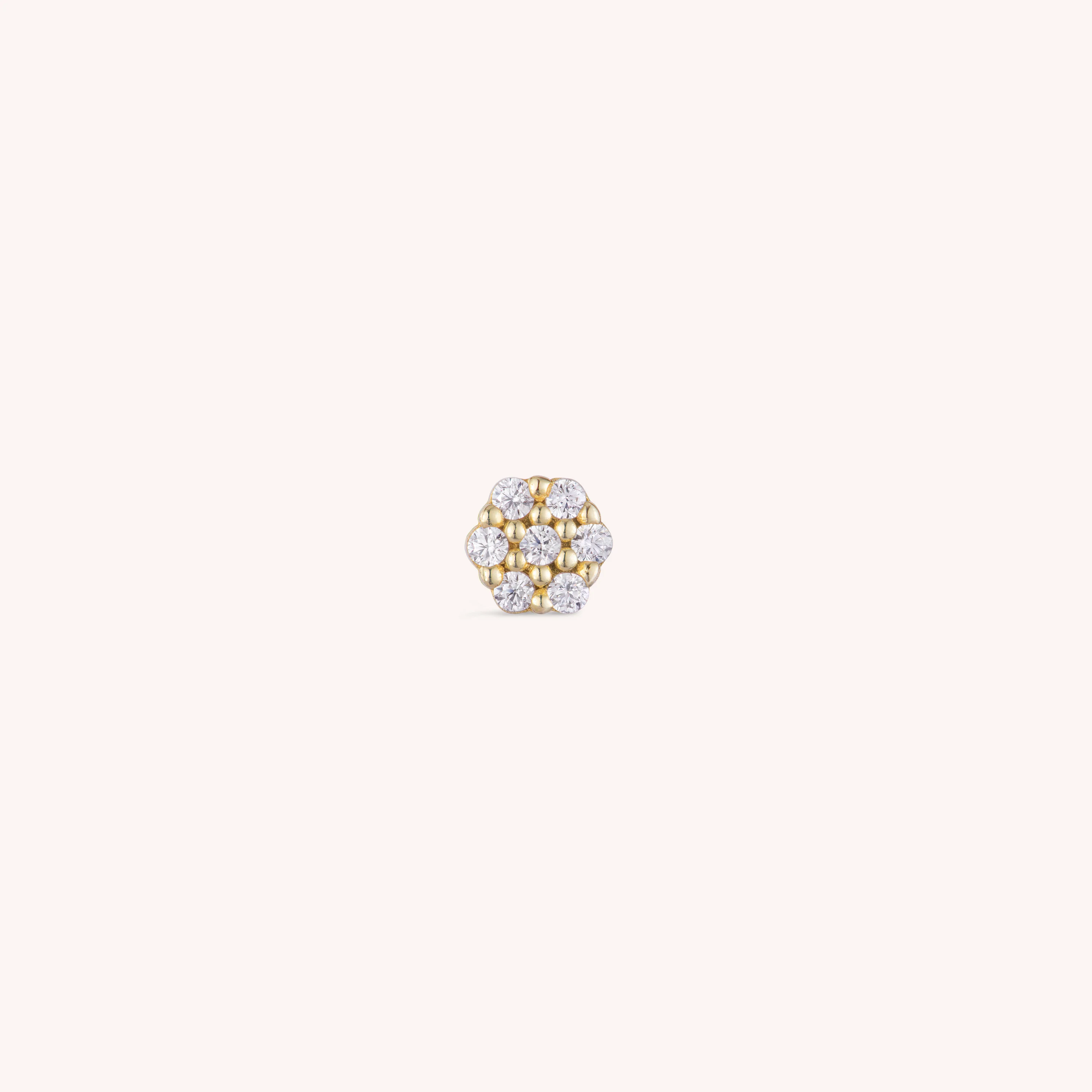 14K Solid Gold Mini Honeycomb Flatback Earring