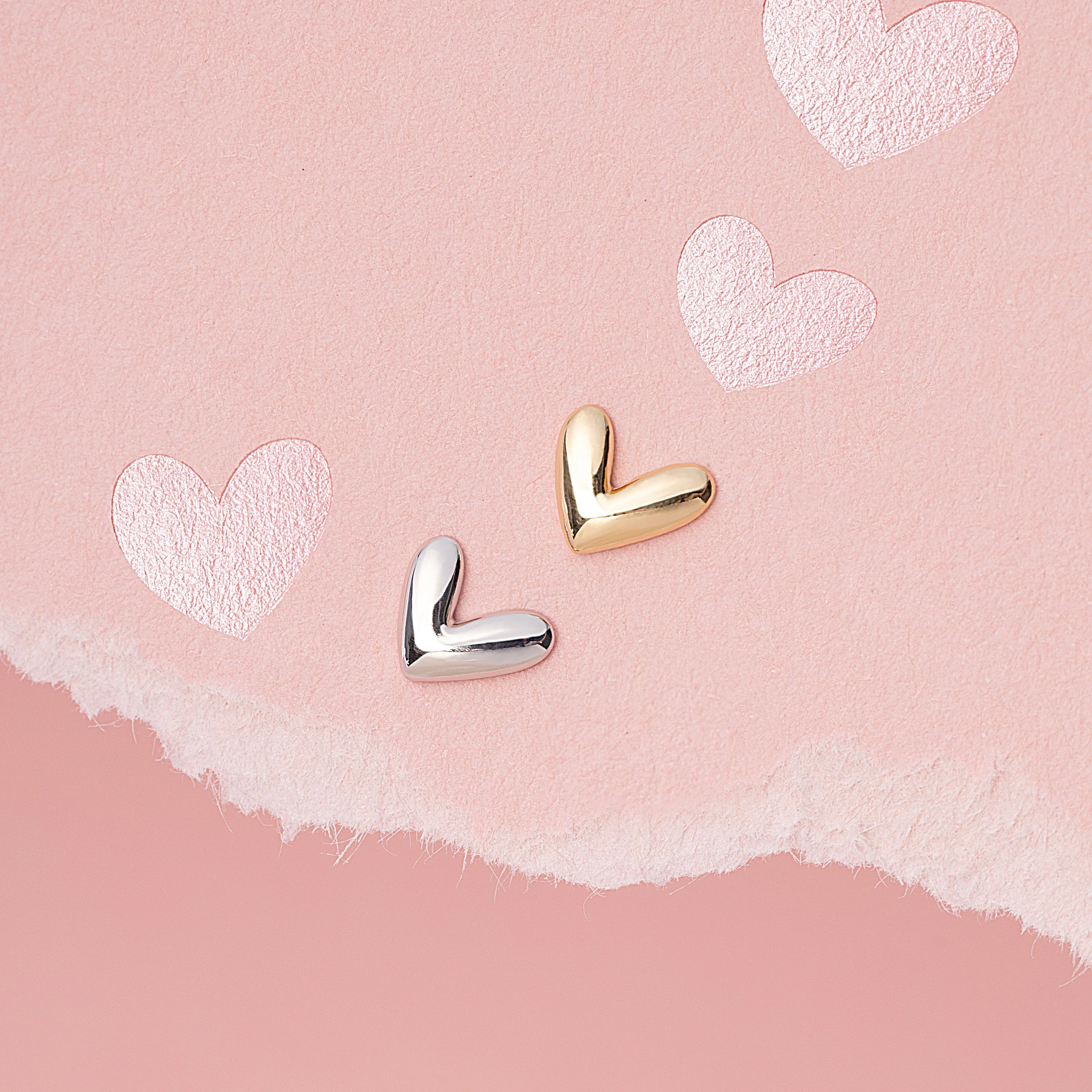 14K Solid Gold SweetHeart Flatback Earring