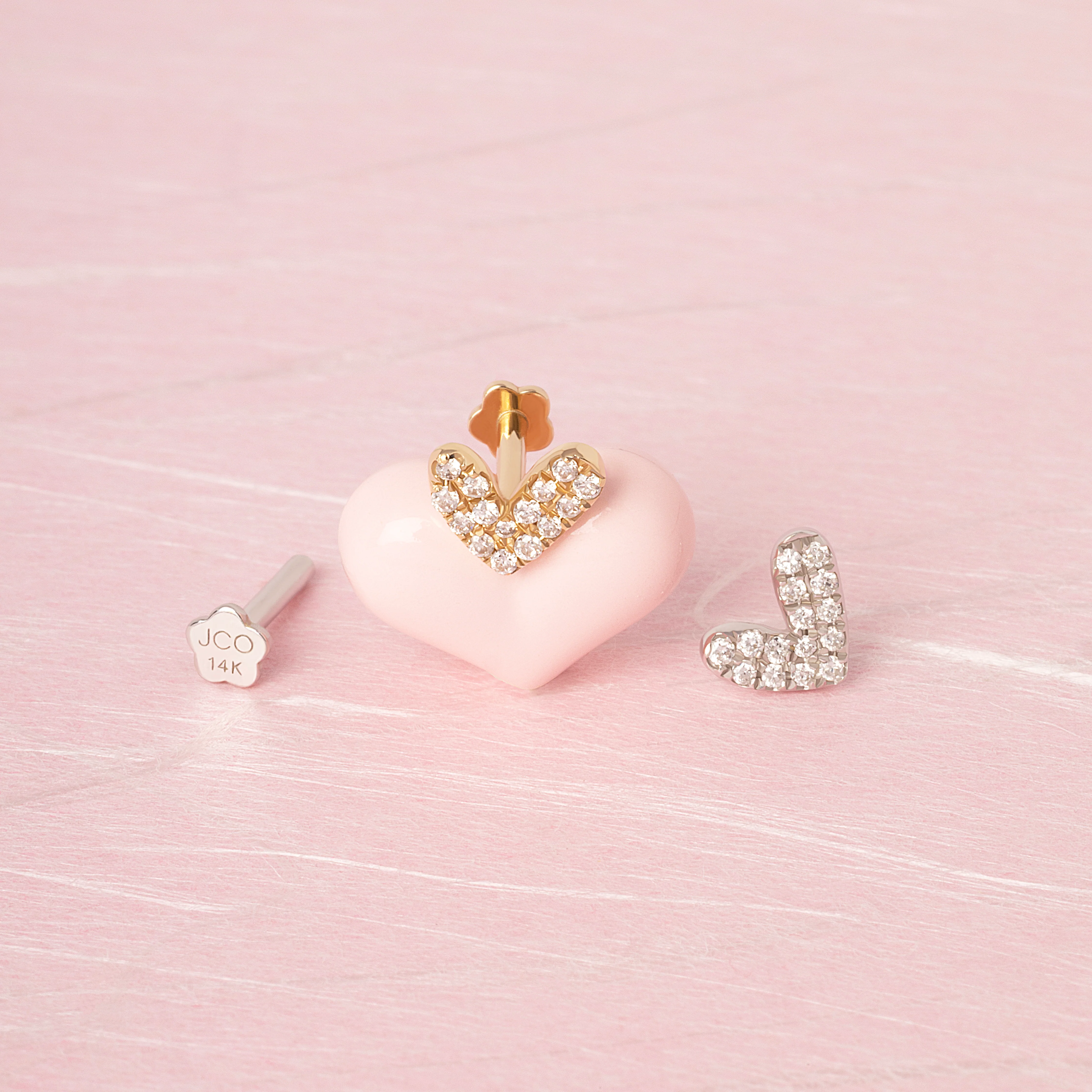 14K Solid Gold AdmireMe Diamond Flatback Earring