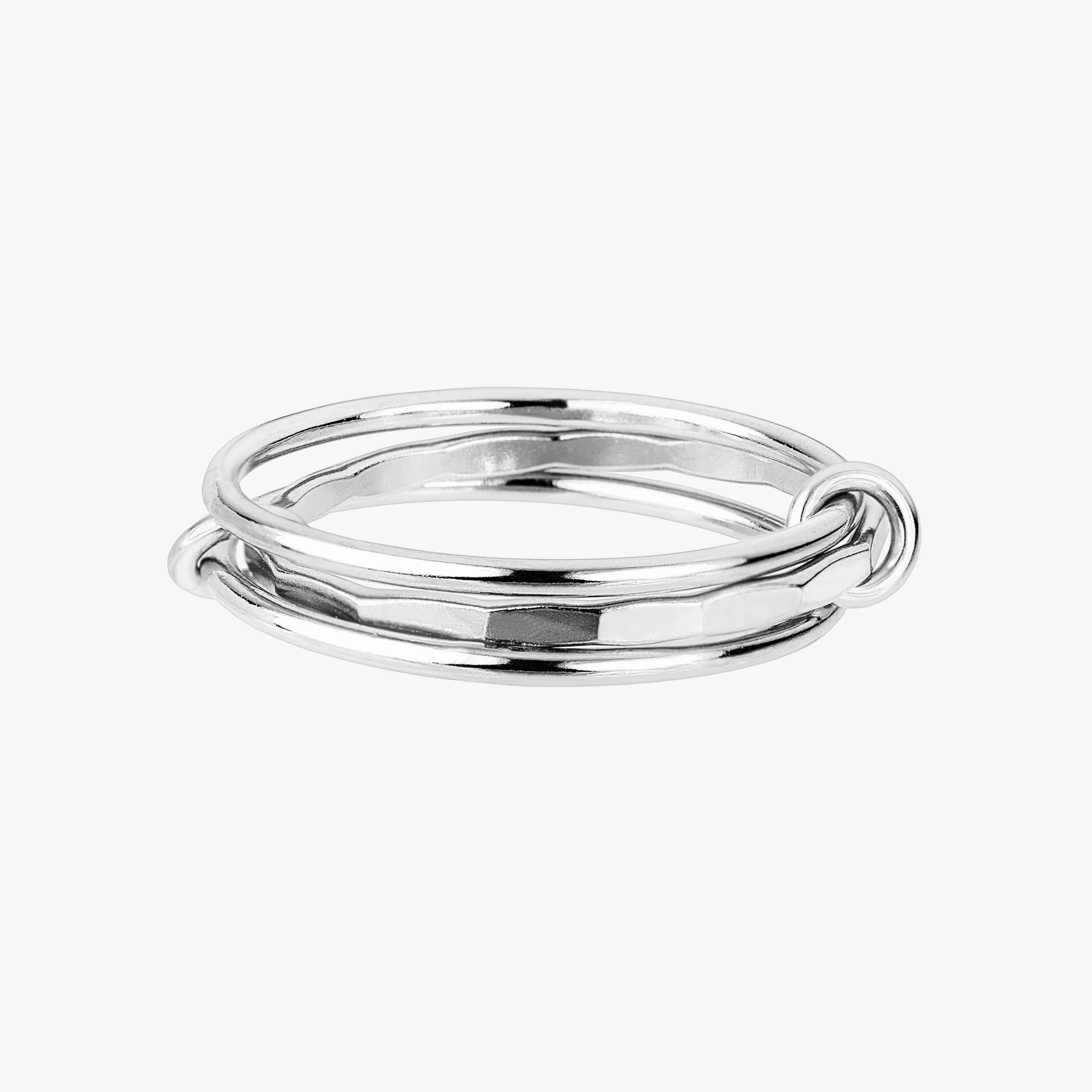 Hammered Minimal Linked Stacker Ring