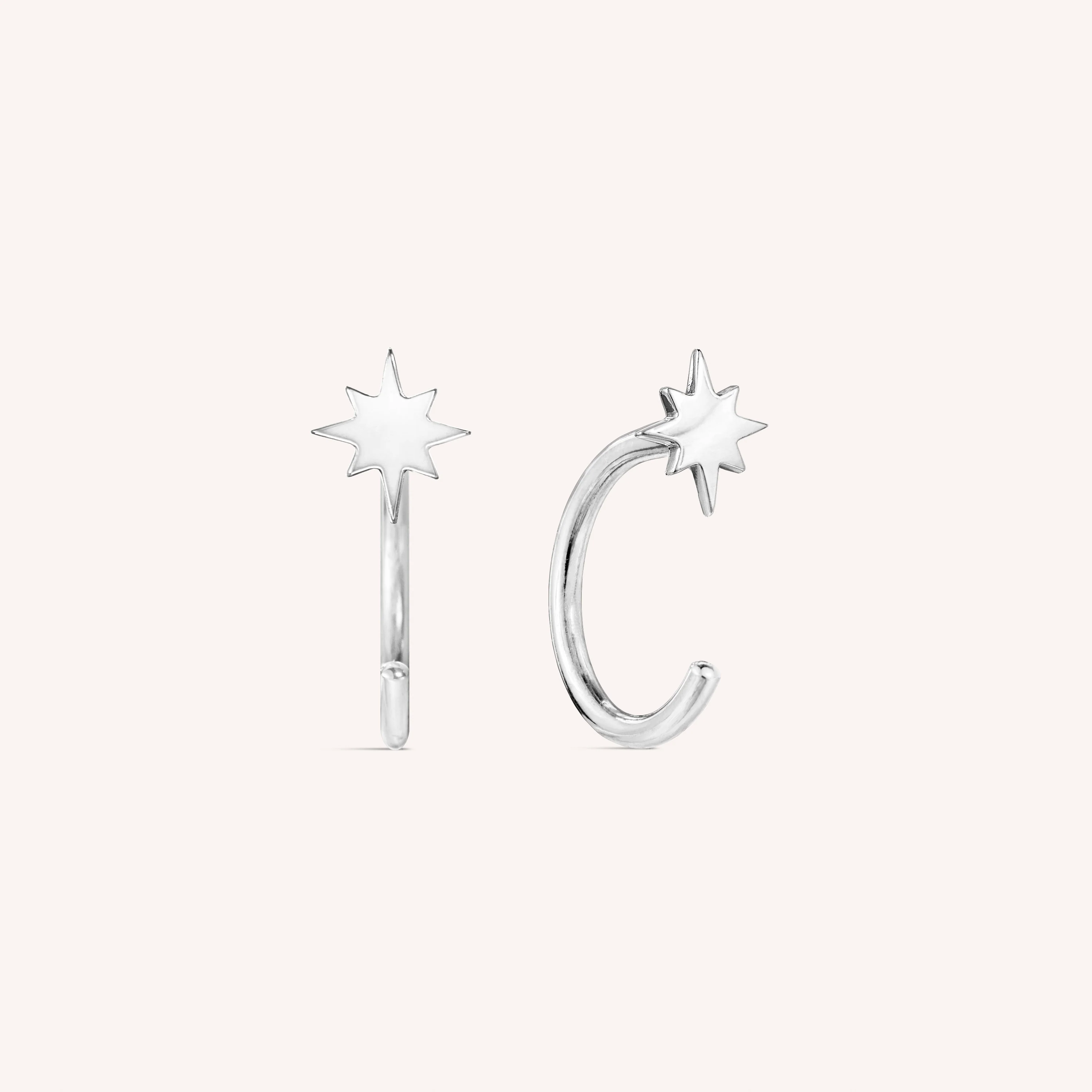 14K Solid Gold Interstellar Open Huggie Earrings