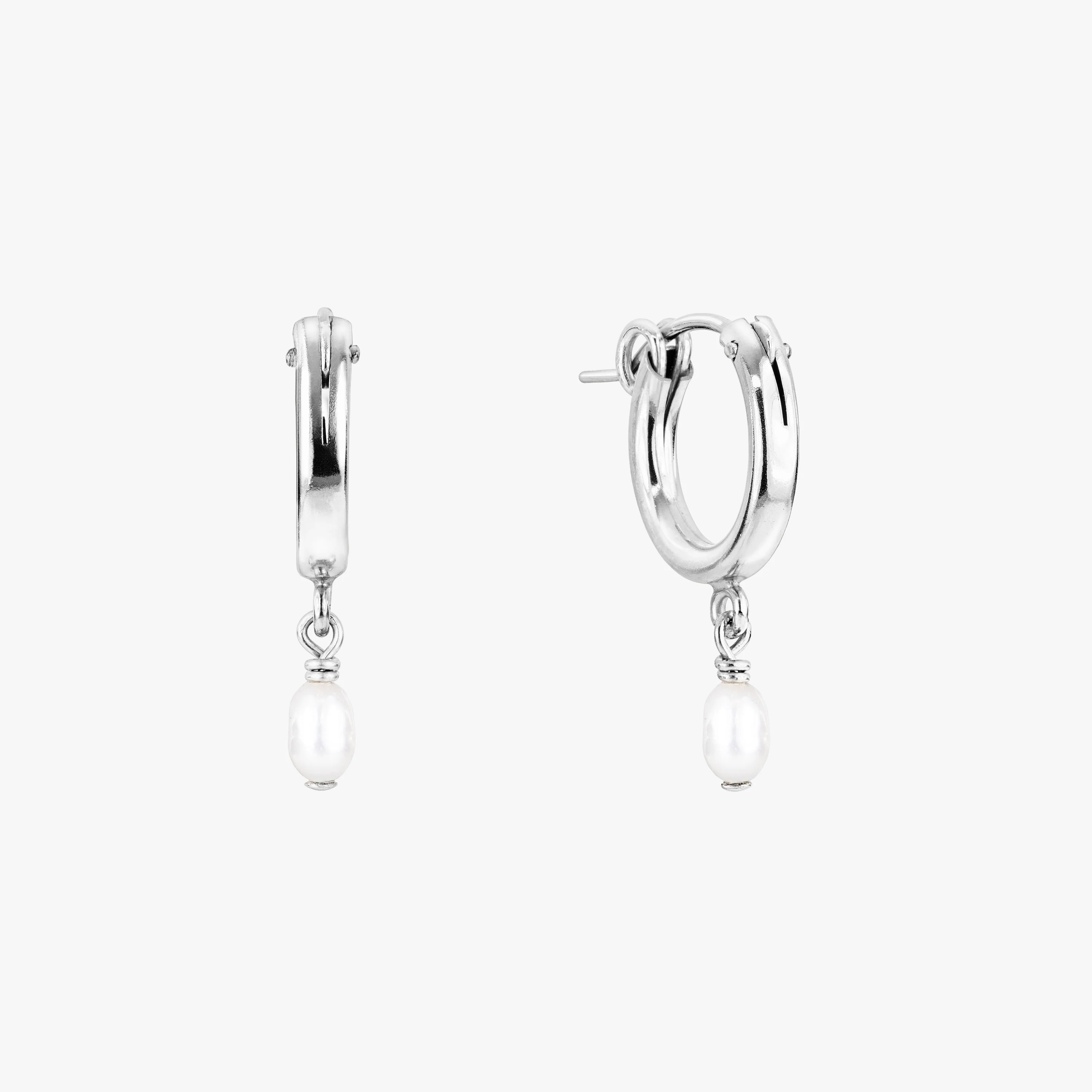 Mini Water Pearl Dangling Hoop Earrings