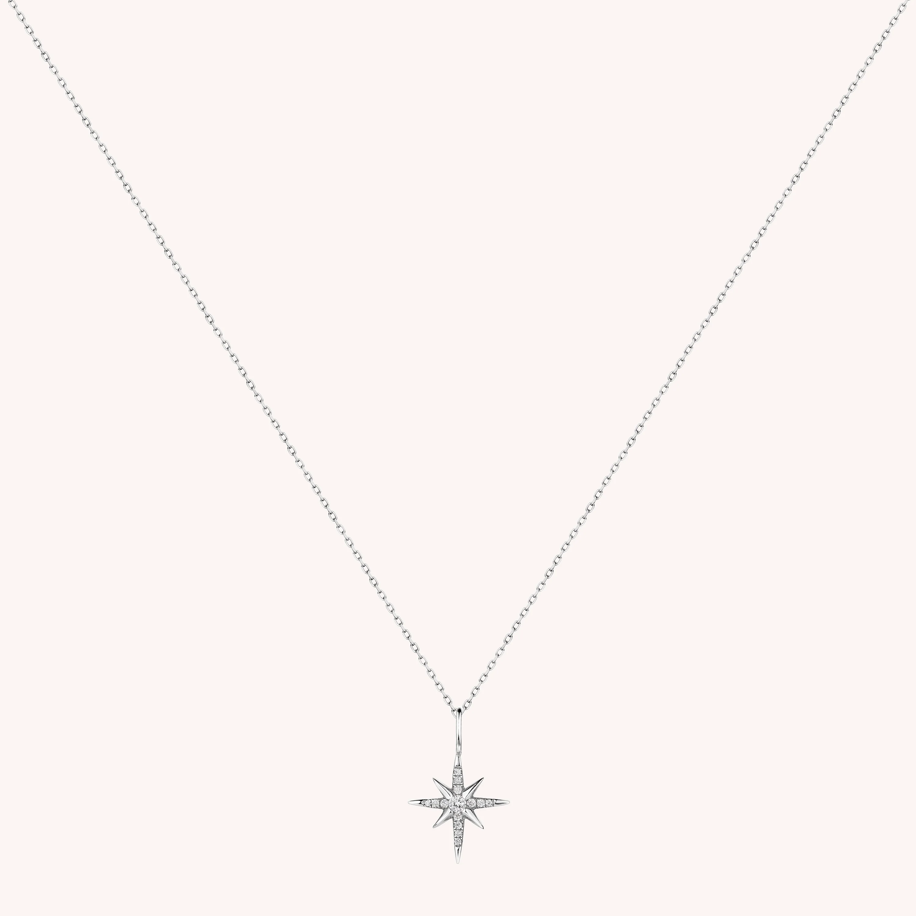 14K Solid Gold Pave Interstellar Diamond Necklace